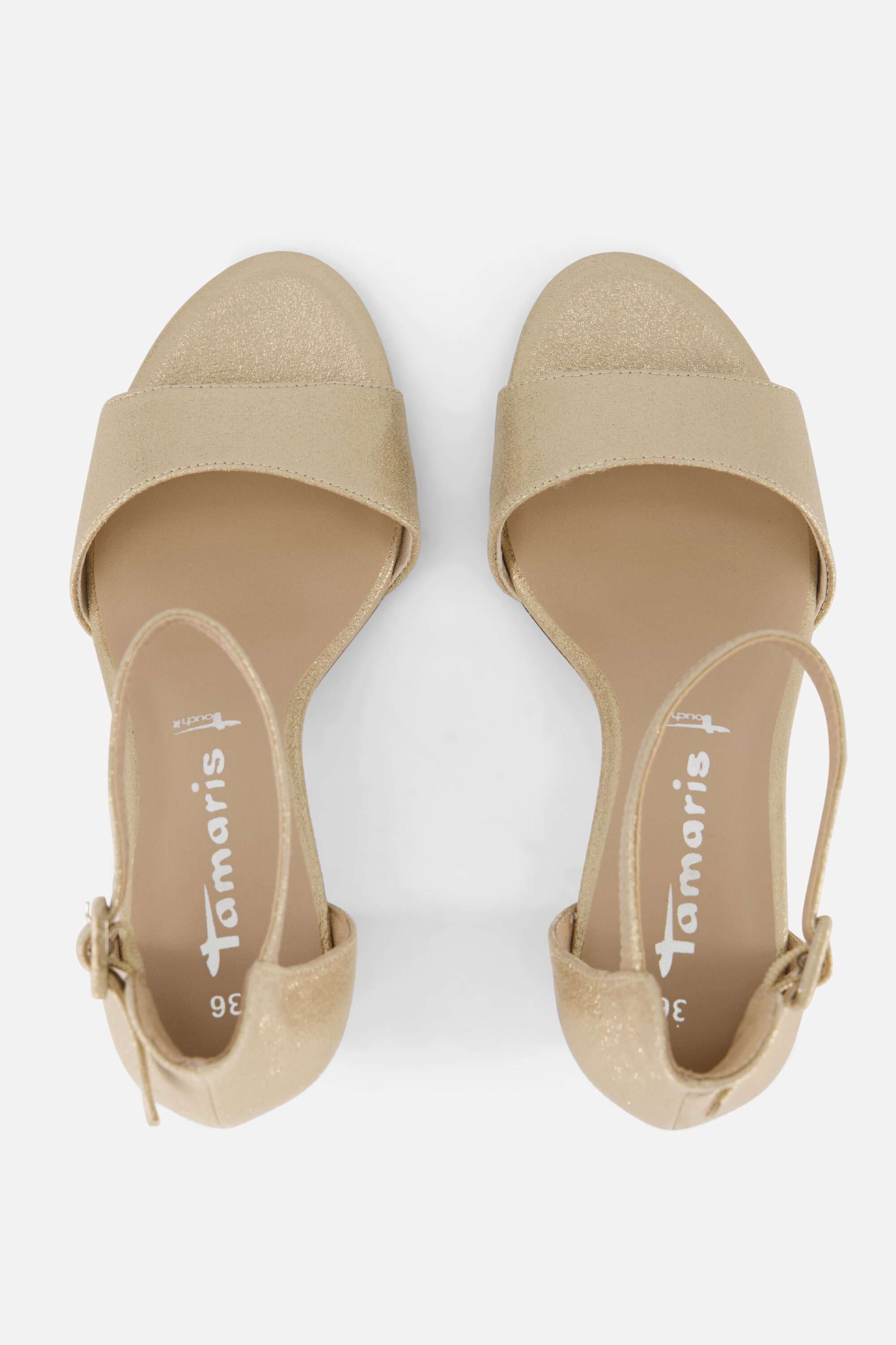 Tamaris Sandalen met hak goud Textiel afbeelding 2