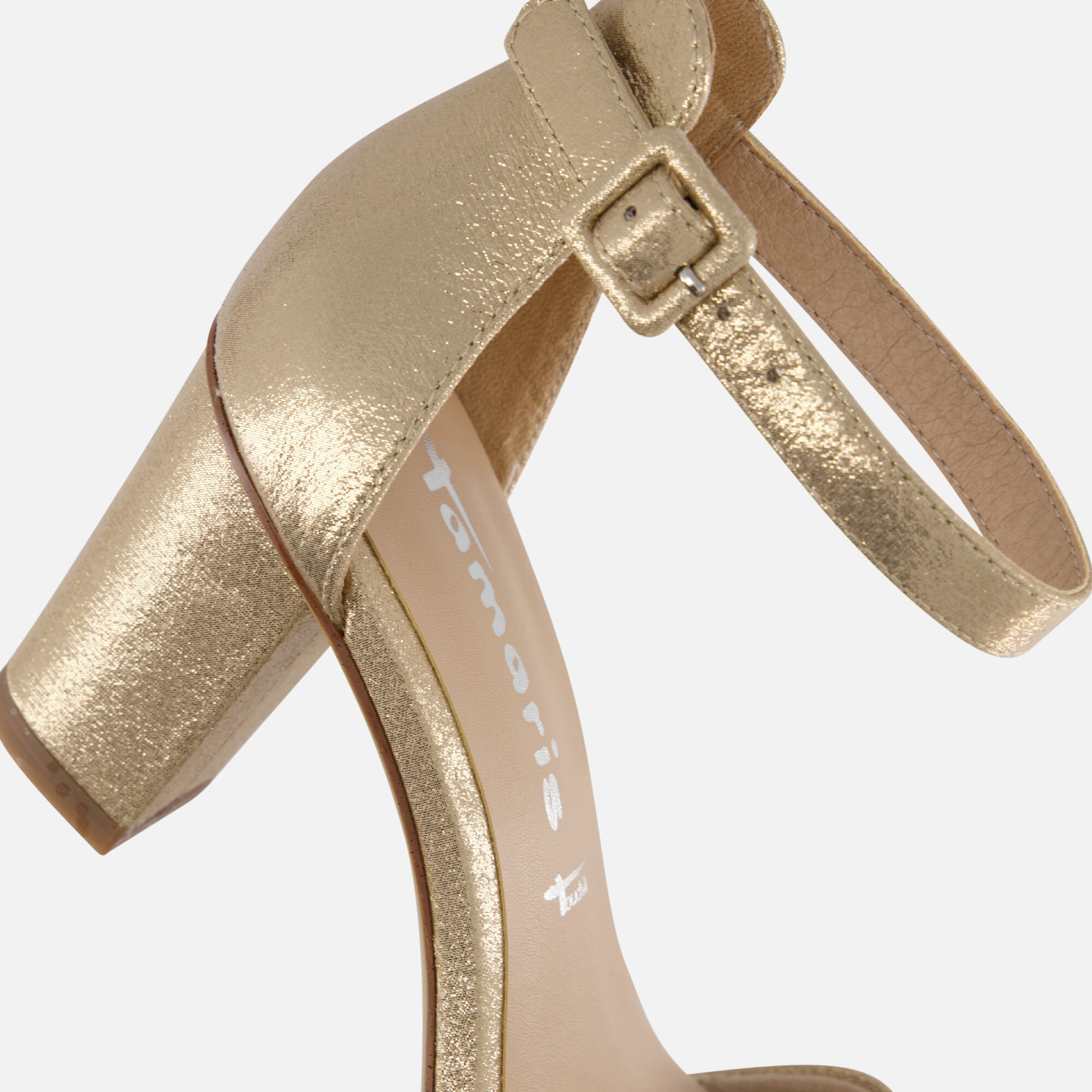 Tamaris Sandalen met hak goud Textiel afbeelding 4