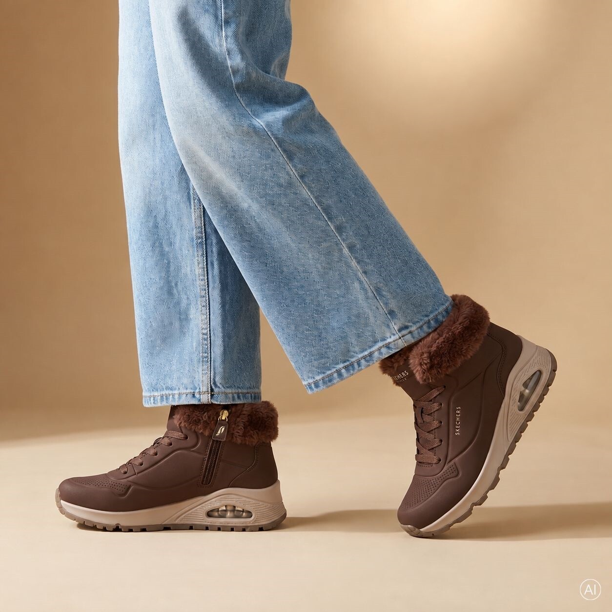 Skechers Skechers Uno Rugged Veterboots bruin Synthetisch