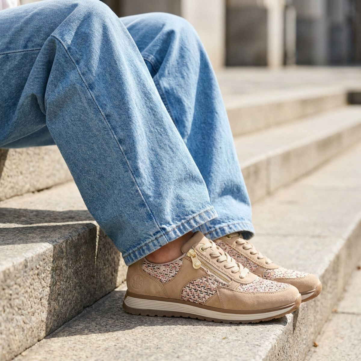 Rieker Rieker Sneakers beige Textiel