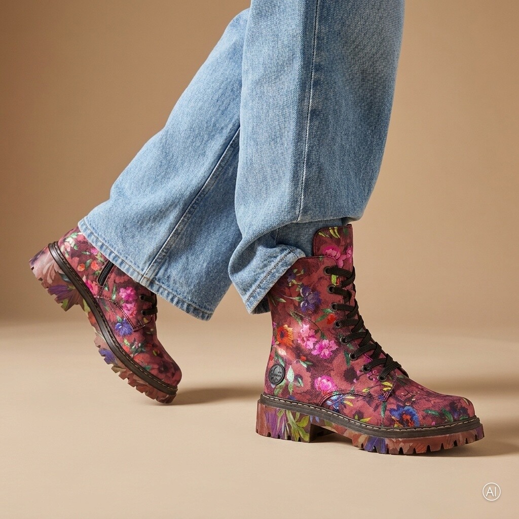 Rieker Rieker Veterboots roze