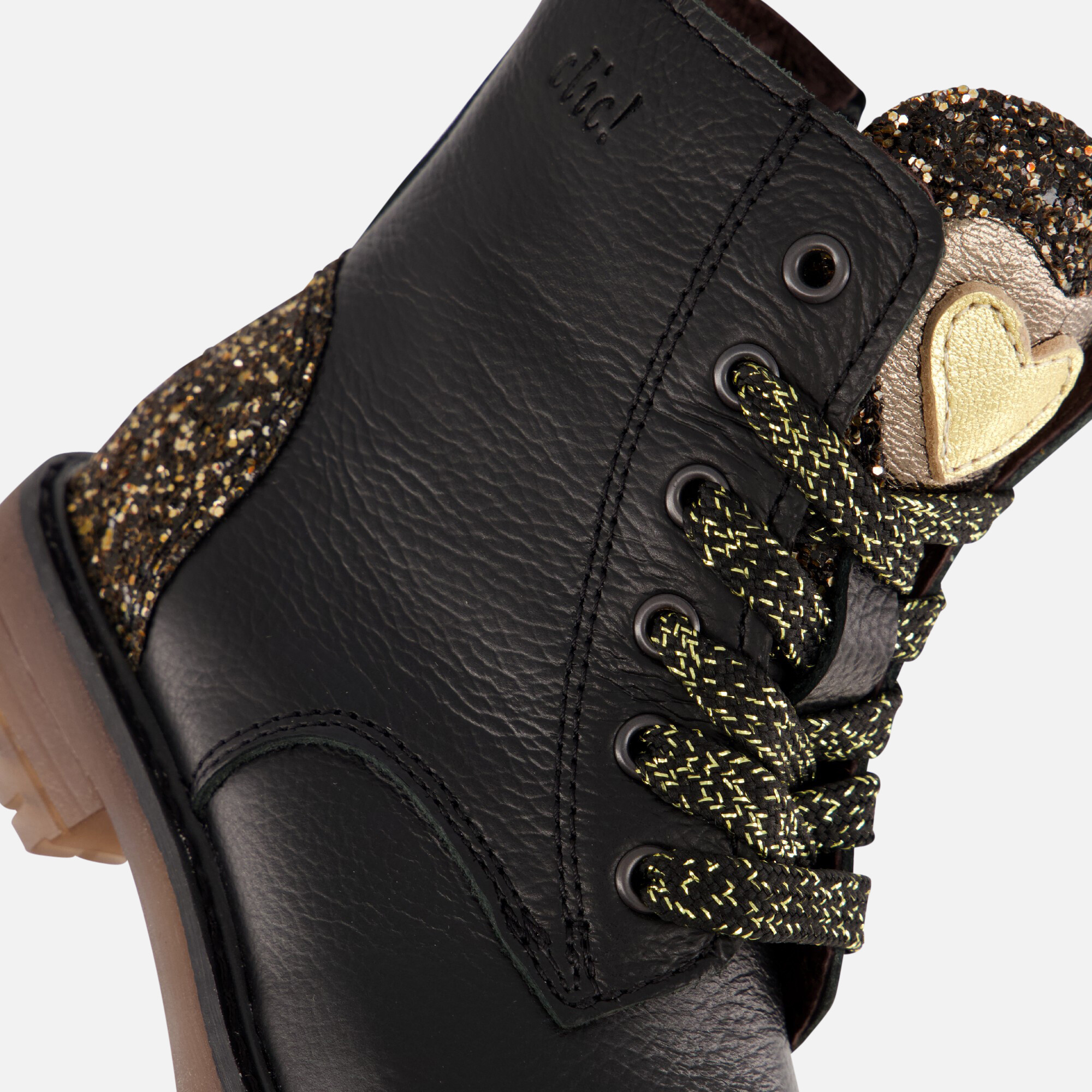 Clic! Enkellaarsjes Glitter zwart Leer afbeelding 4