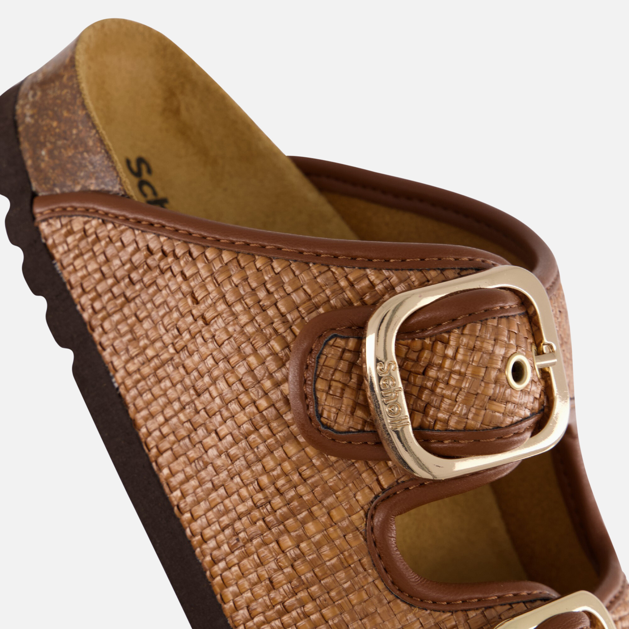 Scholl Noelle Raffia Slippers cognac Textiel afbeelding 3