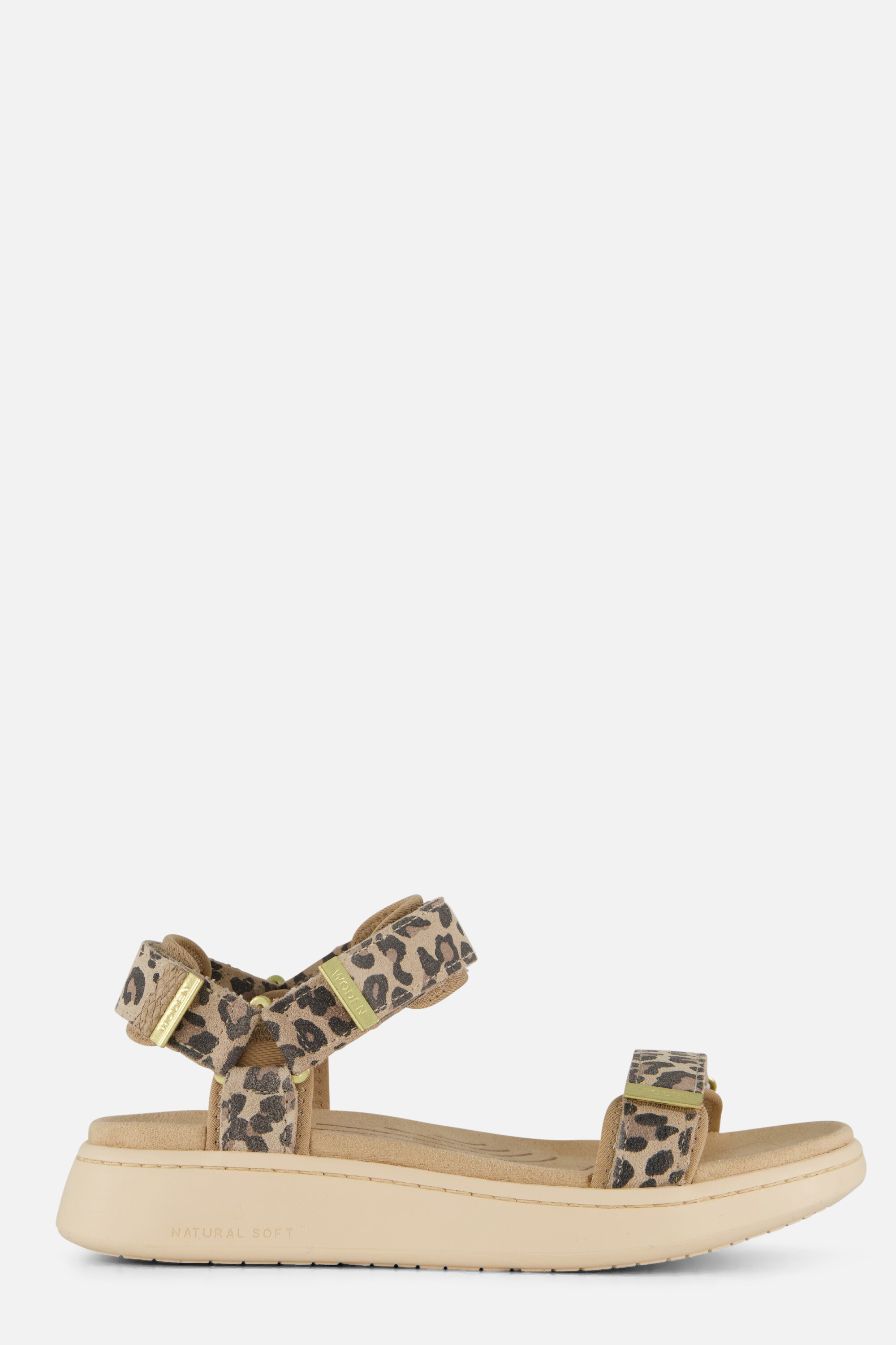 Woden Line Leopard Sandalen beige Leer afbeelding 4