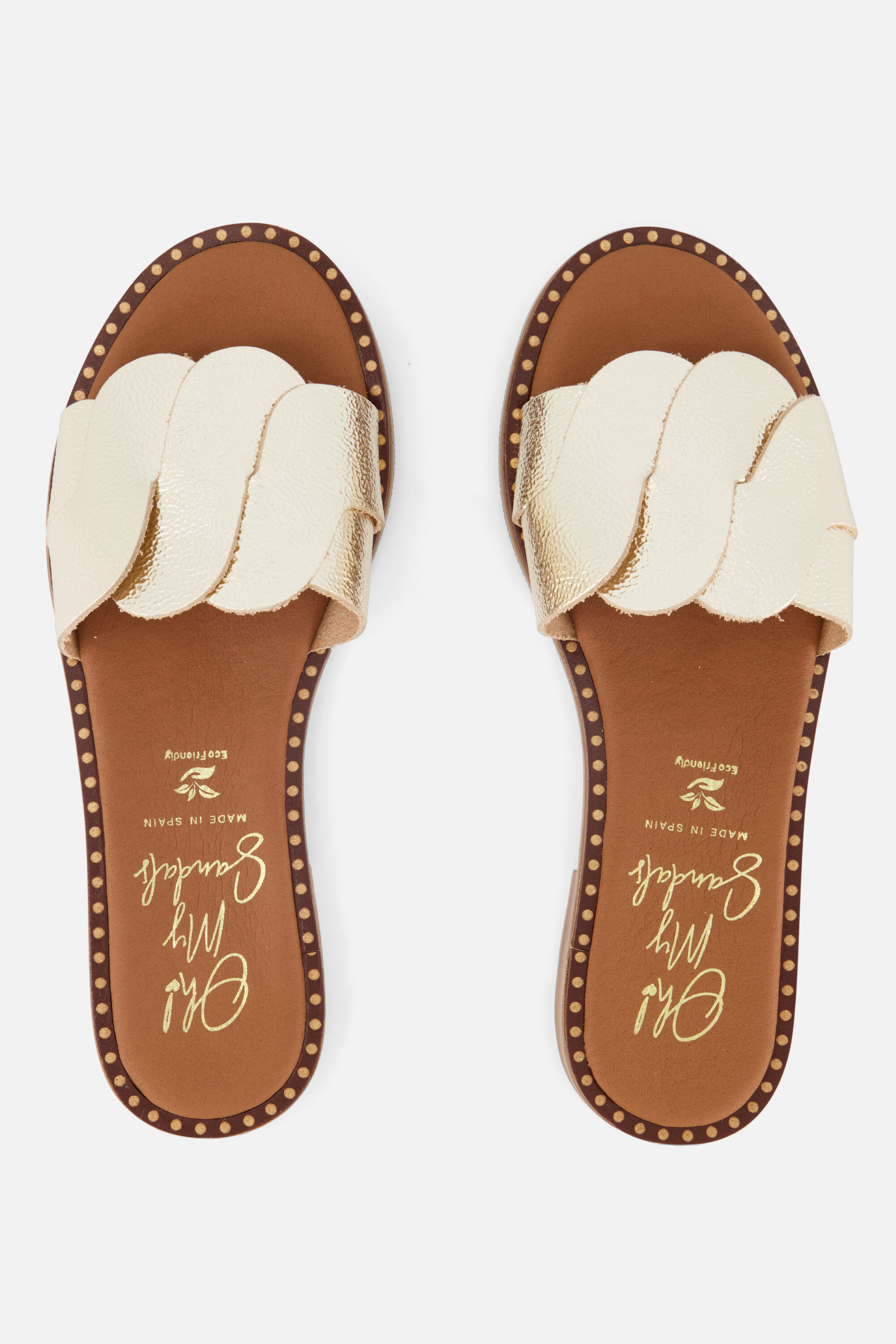 Oh My Sandals Slippers goud Leer afbeelding 3