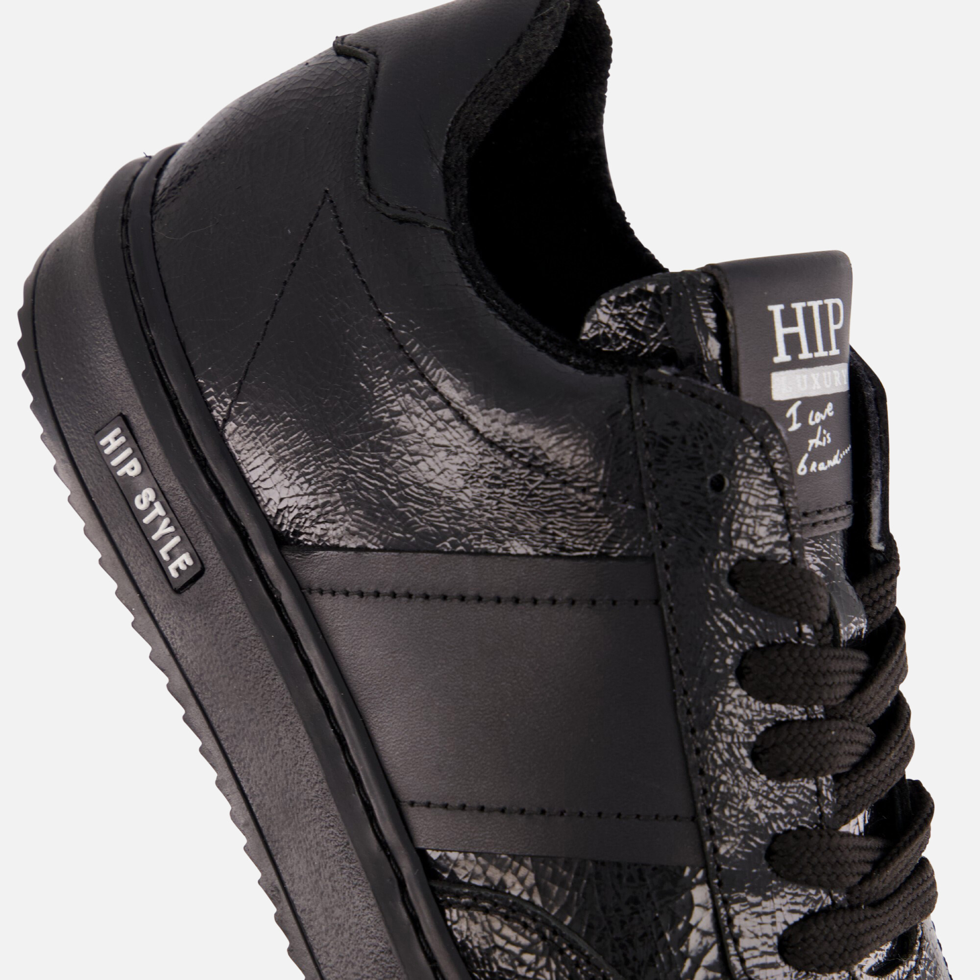 HIP Metallic Sneakers zwart Lakleer afbeelding 4