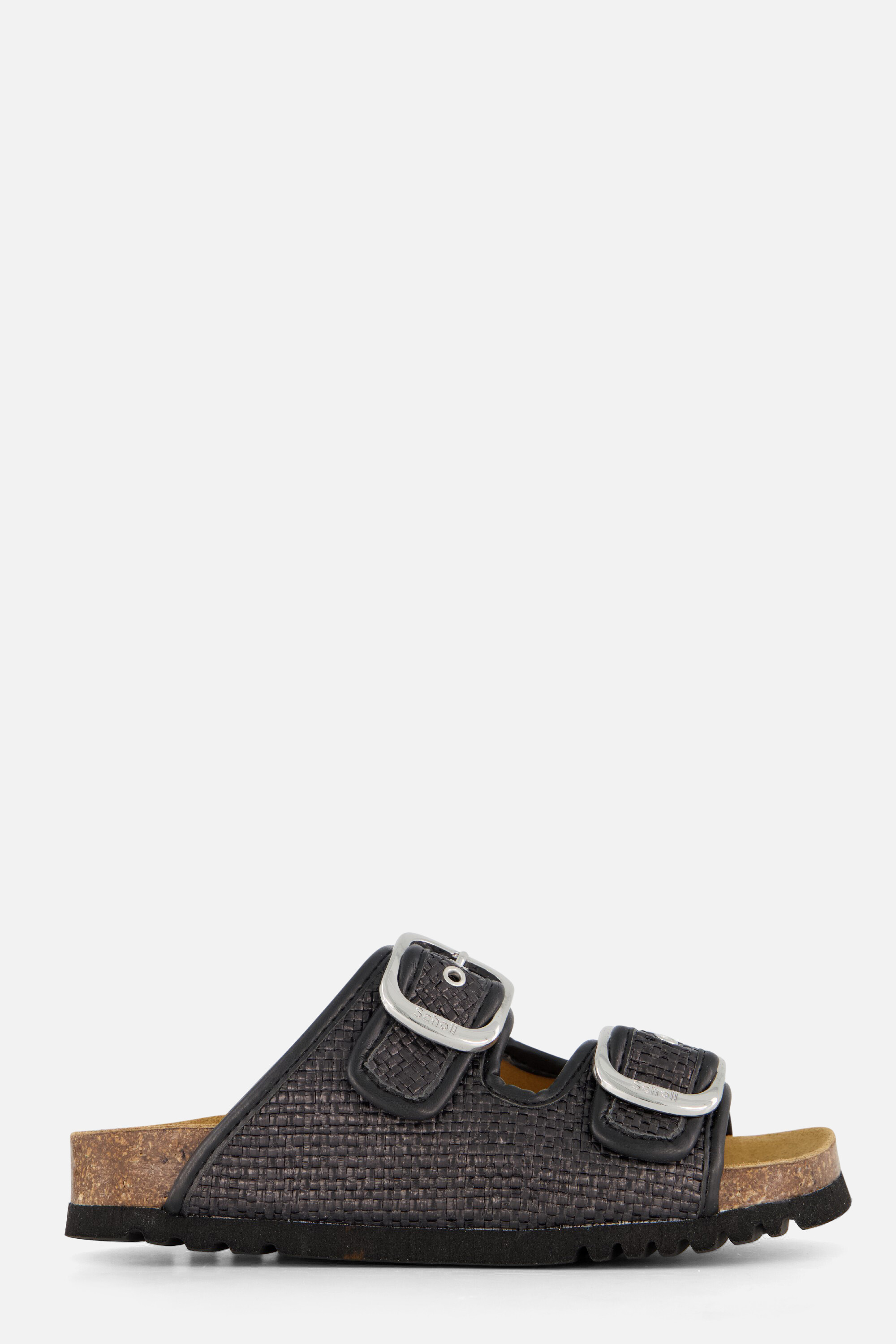 Scholl Noelle Raffia Slippers zwart Textiel afbeelding 4