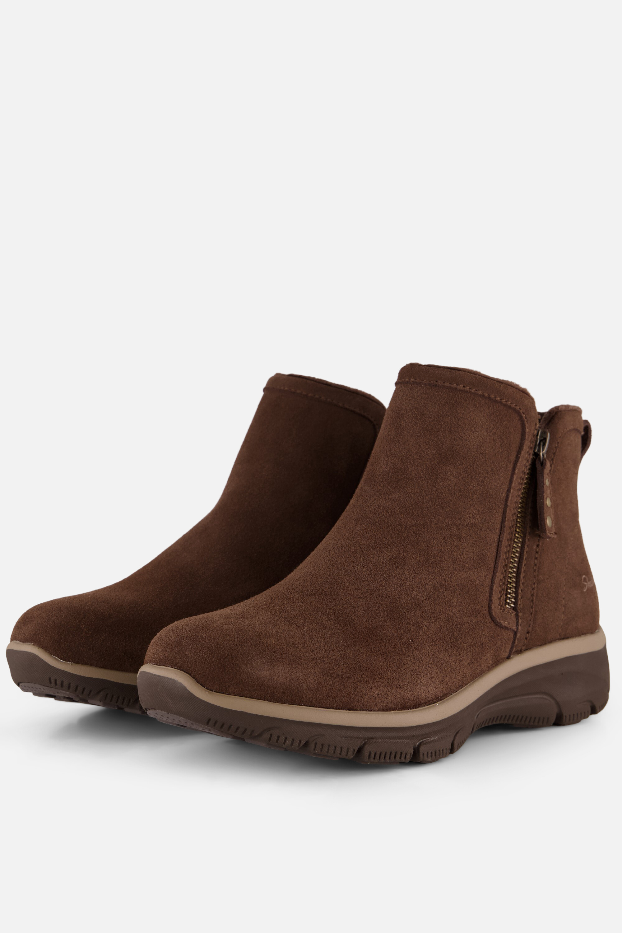 Skechers Easy Going Urban Zip Leren Dames Chocolade Boots