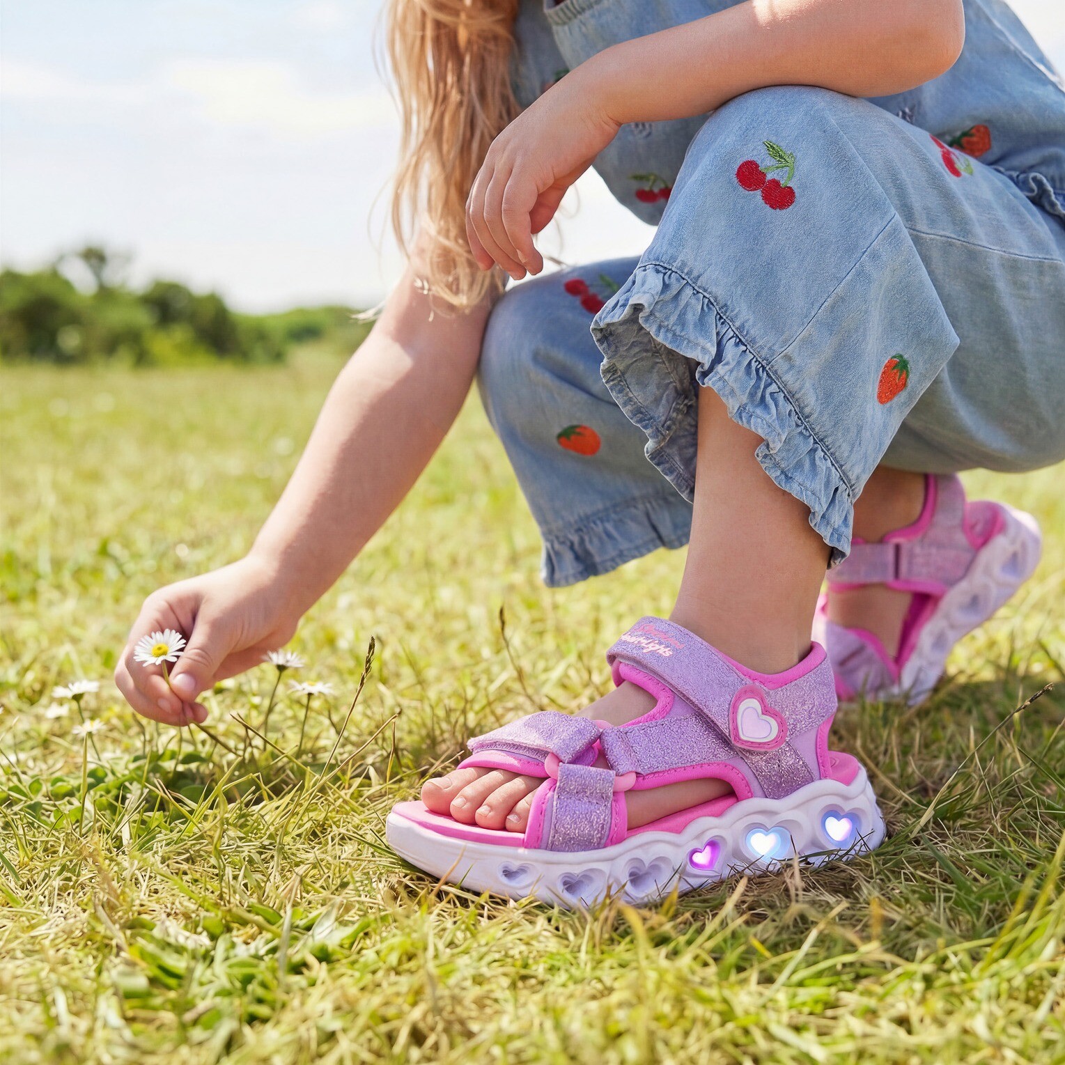 Skechers Heart Lights Sandalen roze Textiel