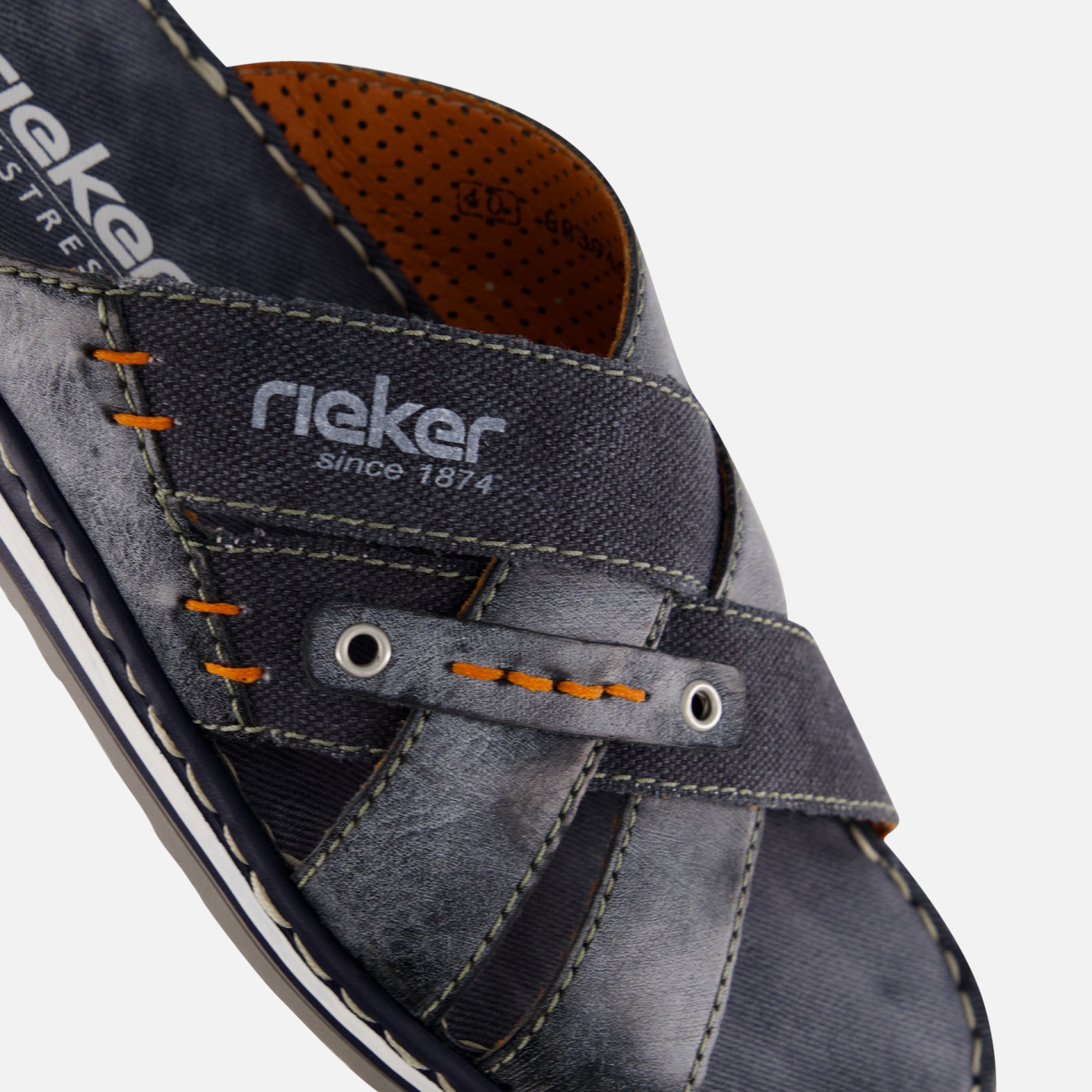 Rieker Serbia Slippers blauw Leer afbeelding 3