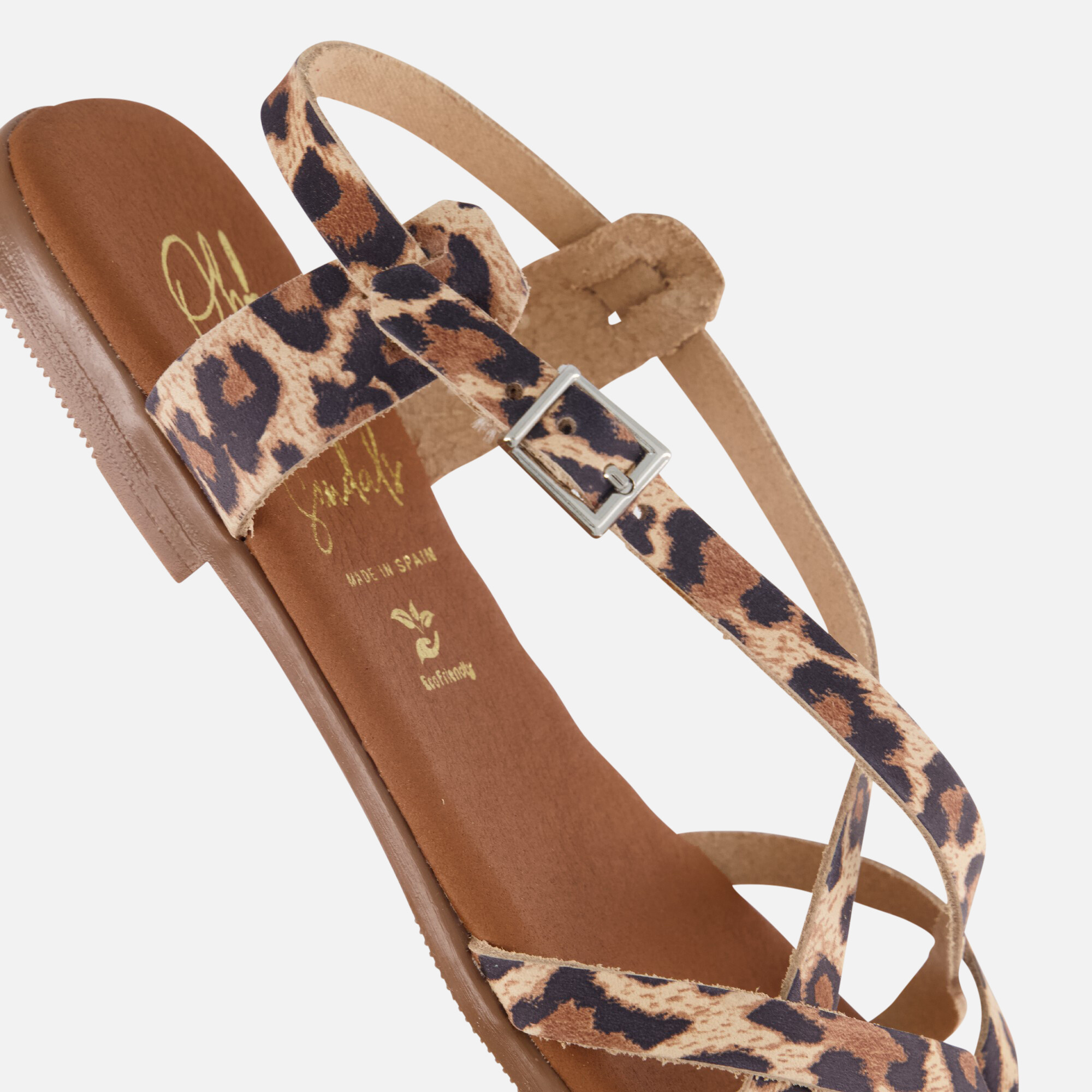 Oh My Sandals Leopard Sandalen beige Leer afbeelding 3