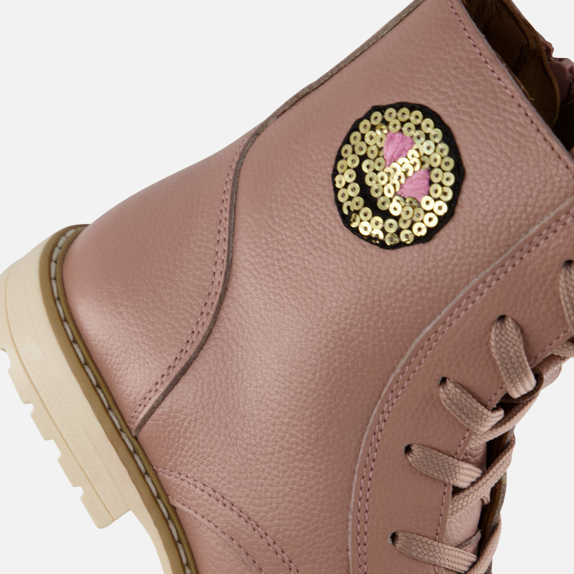 Develab Smiley Veterboots roze Leer afbeelding 4