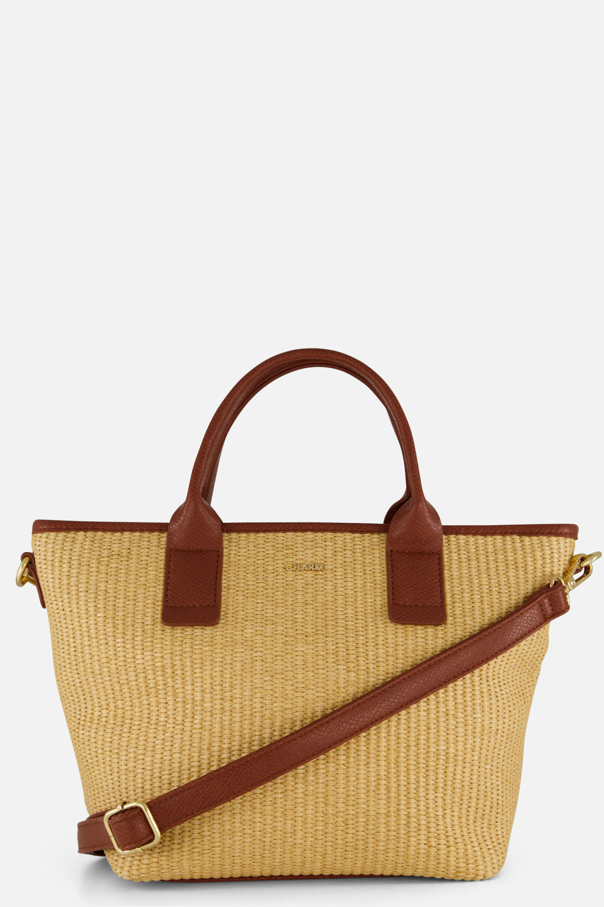 Charm Handtas cognac Textiel afbeelding 3