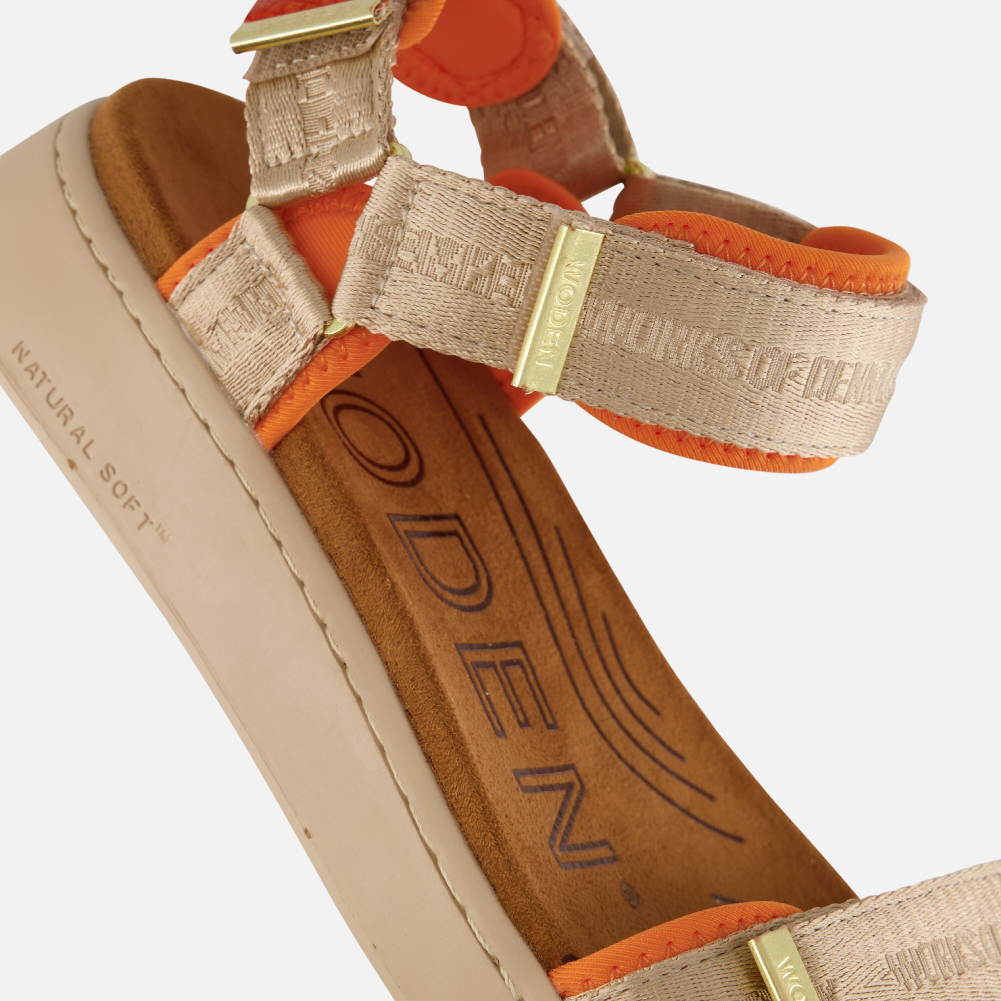 Woden Line Lite Sandalen beige Textiel afbeelding 3
