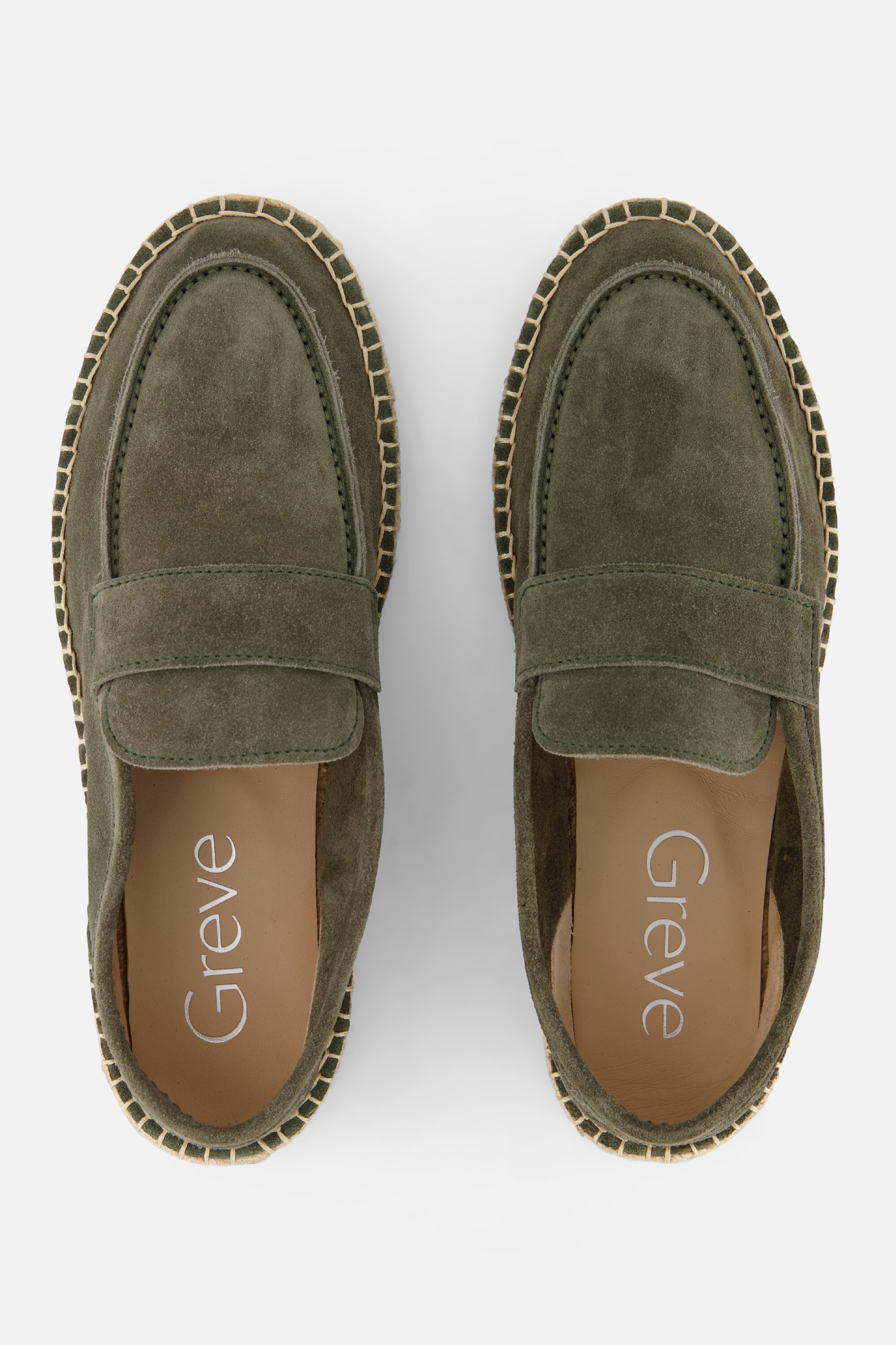 Greve Dune Instappers groen Suede afbeelding 2