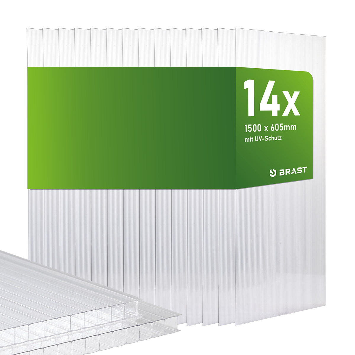 BRAST Hohlkammerplatten 14er Set 150x60,5 transparent