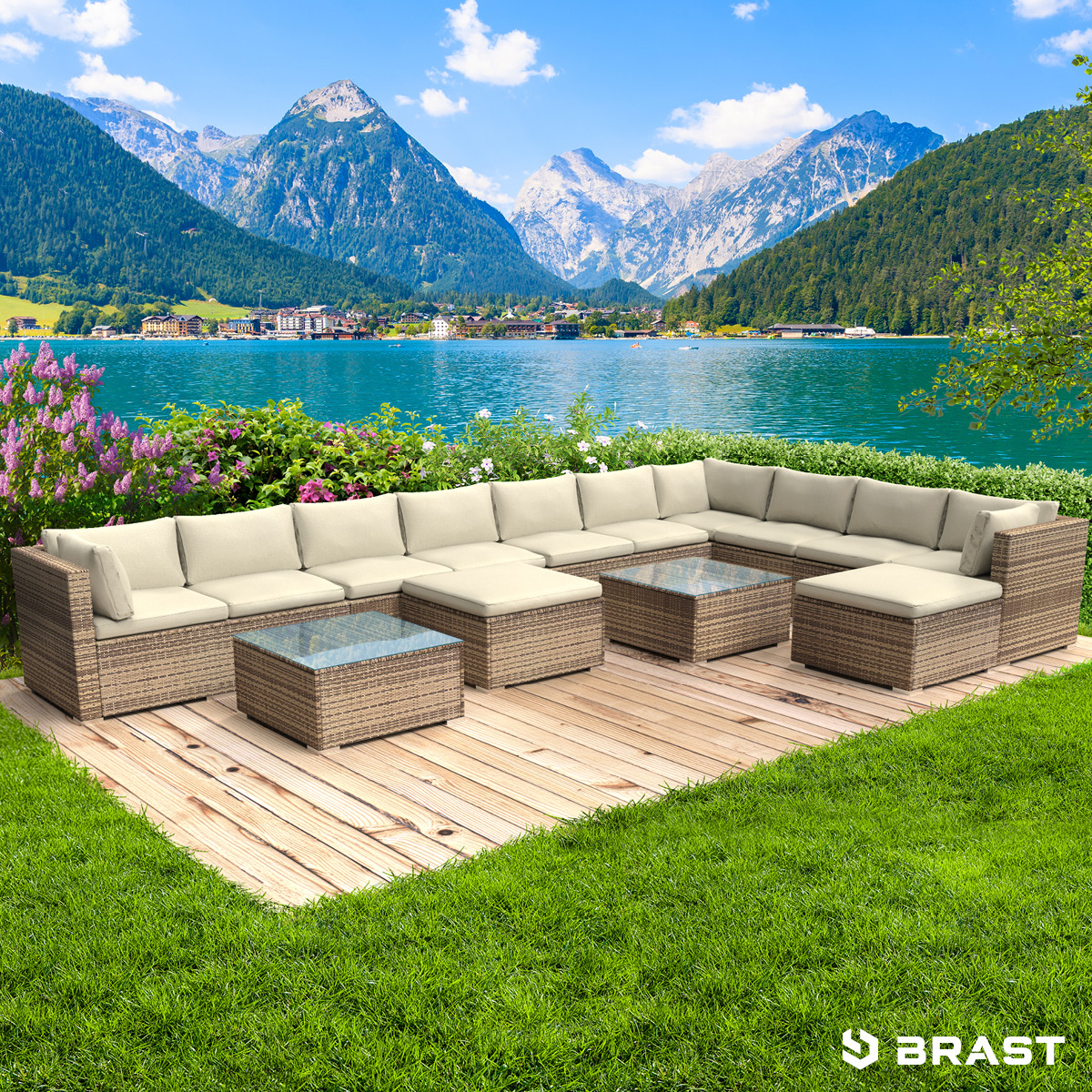 Brast XXL Polyrattan Gartenlounge DREAMS braun