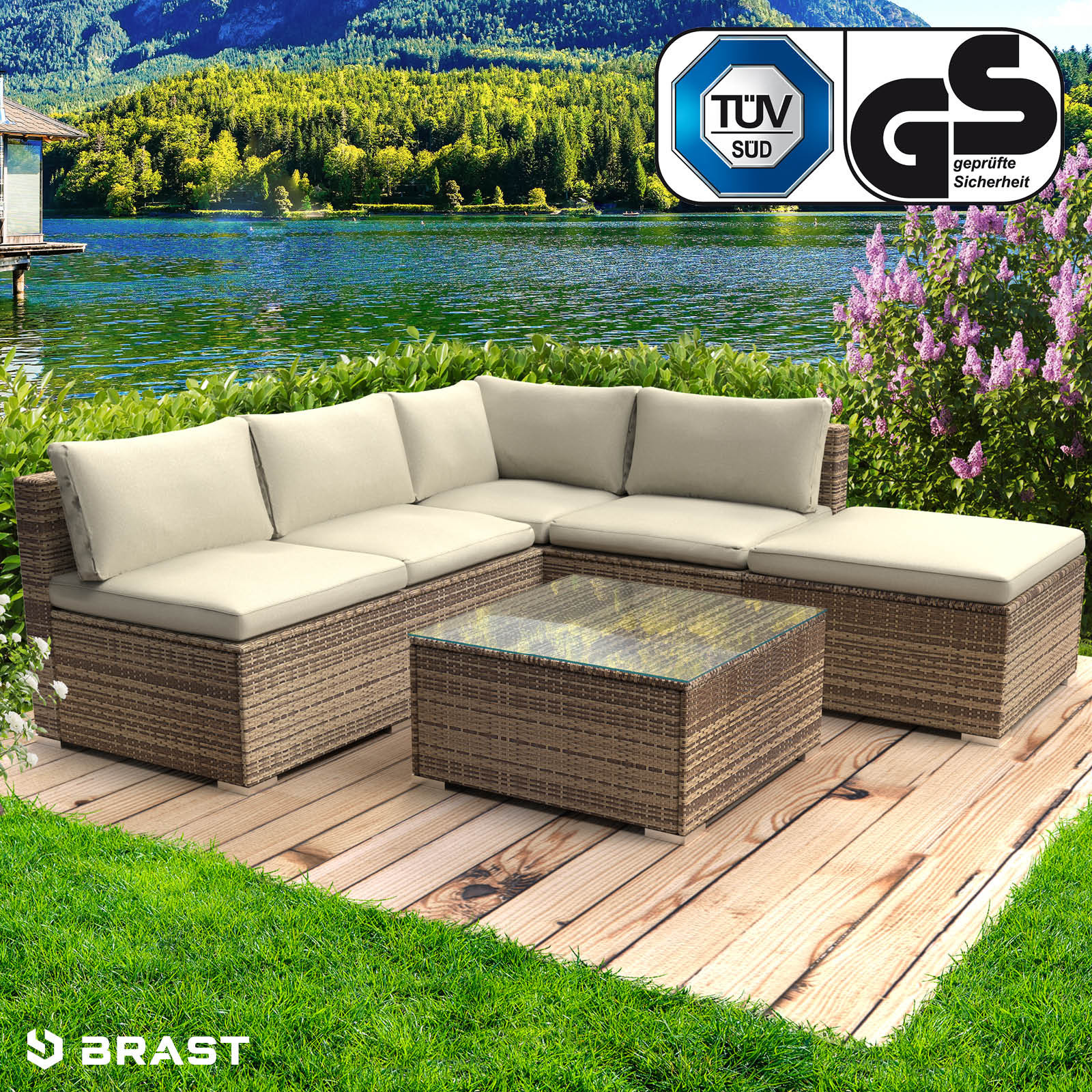 Polyrattan Garten Lounge Set OASE braun