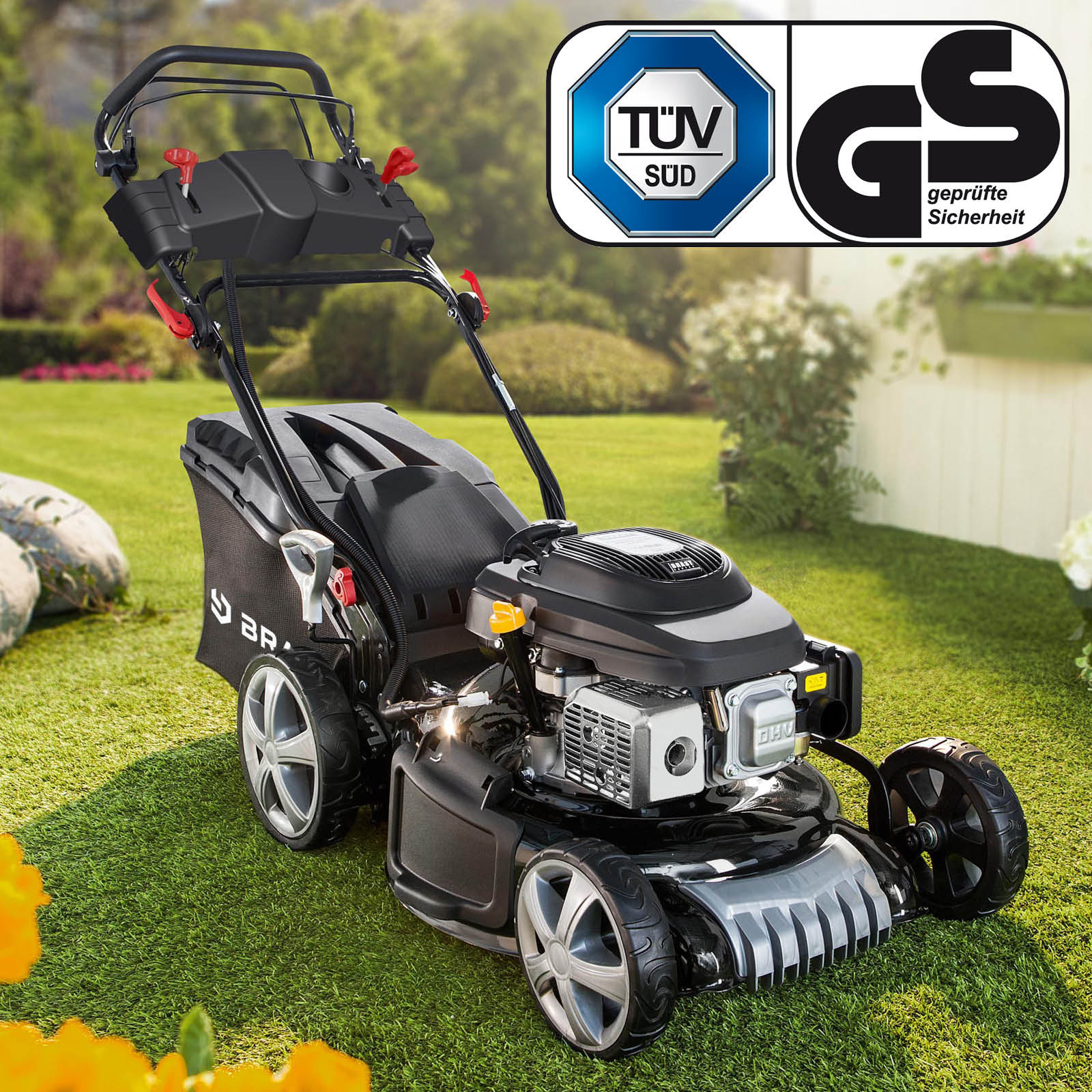 Brast Benzin Rasenmäher 20196 Power 4 4kw Benzin Rasenmäher mit Antrieb, Elektrostart uvm. | brast24.de