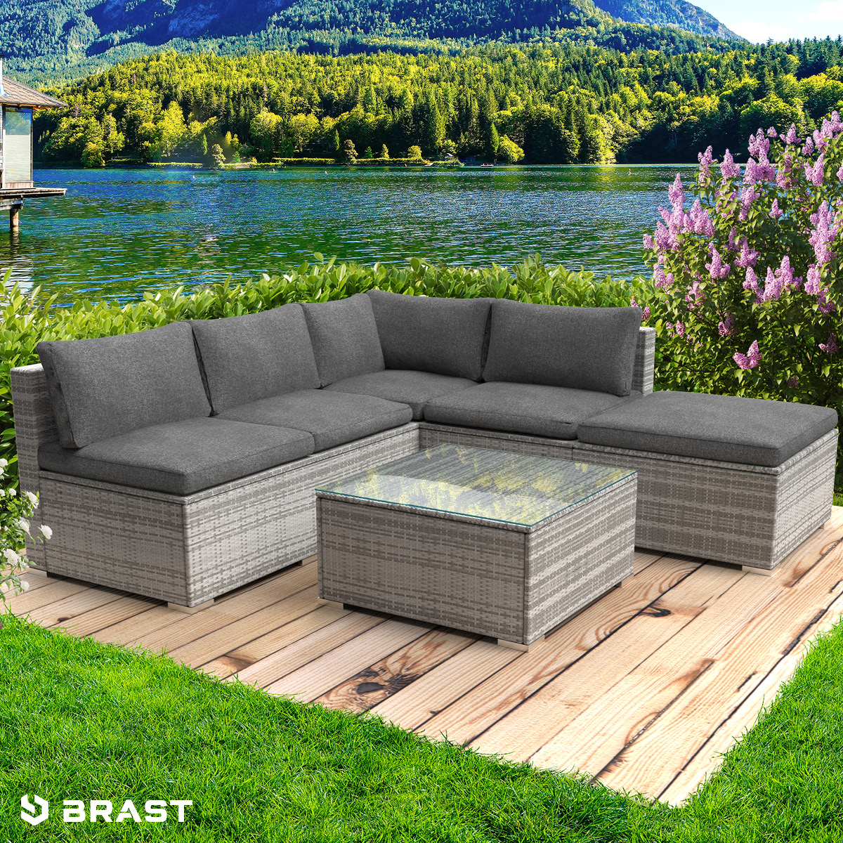 Brast OASE Poly rattan Garden Lounge Set Gray