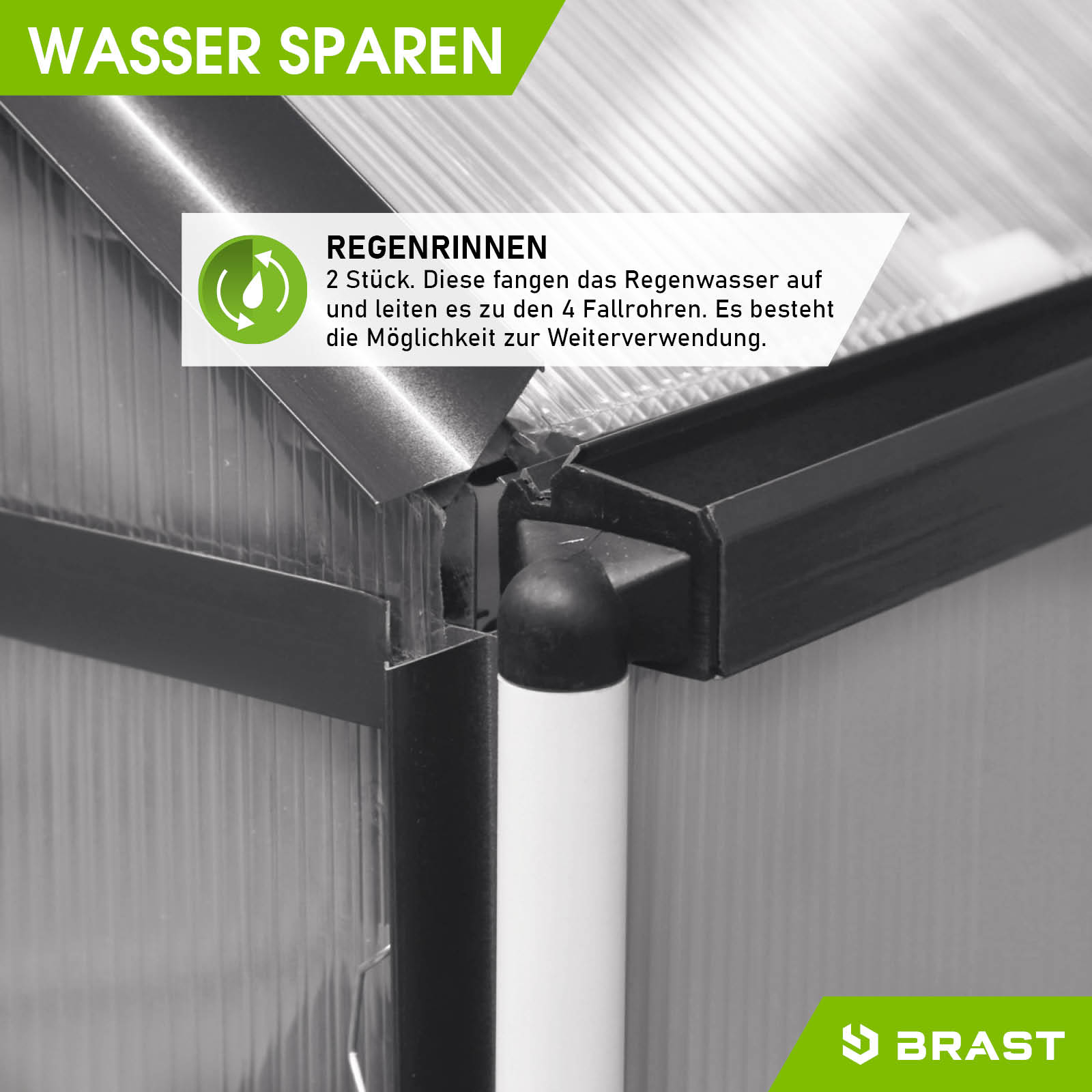 BRAST Gewächshaus Foliengewächshaus Mit Stahlfundament 3x6m Inkl
