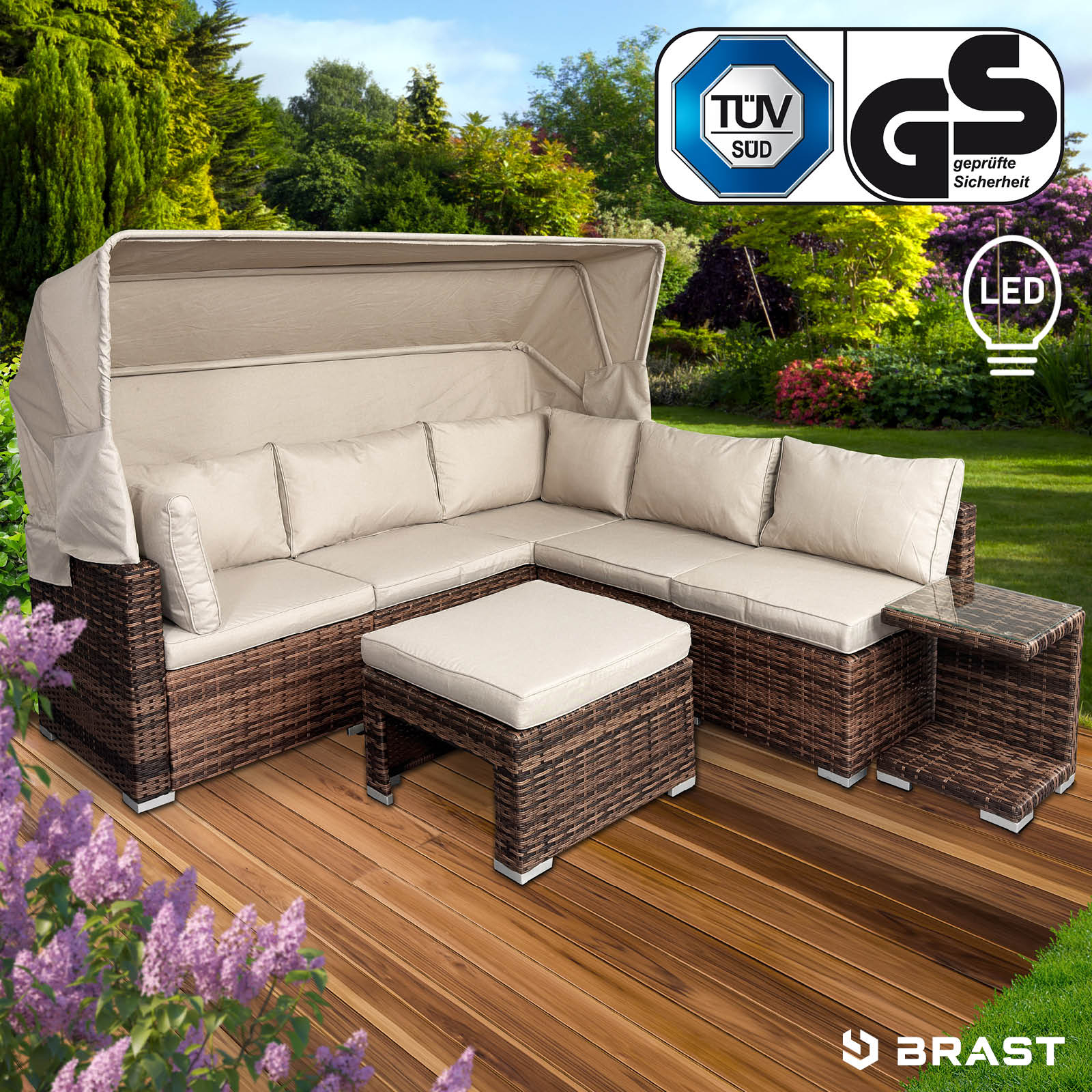 Brast Lounge Island Polyrattan Brown/Beige
