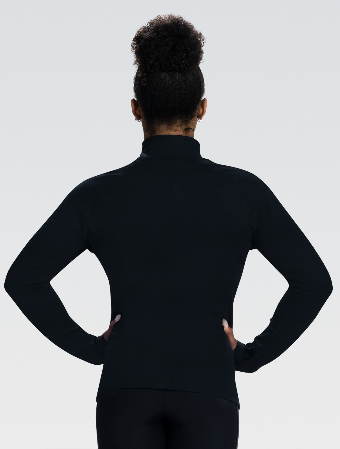 Black warm up jacket women's top