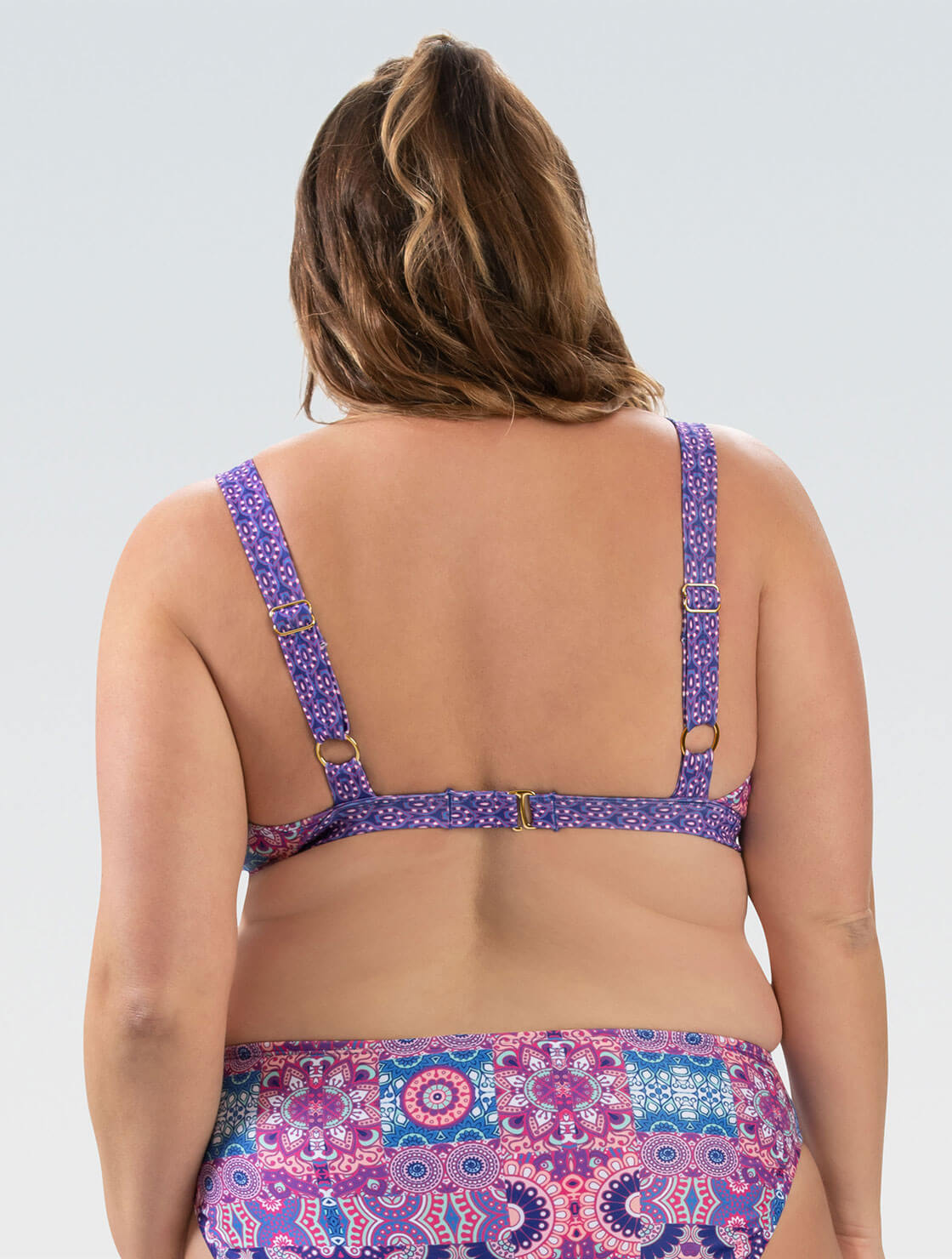 Women's Aquashape Patchwork Tie Front Two Piece Swimsuit Top