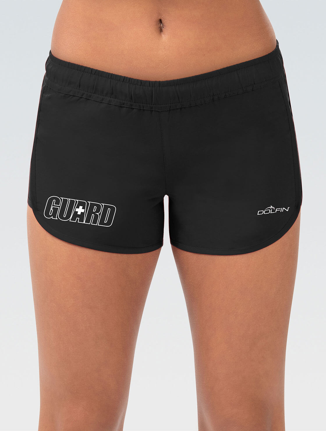 Women's Solid Black Guard Branded Shorts | Swim Warm-Ups | Guard