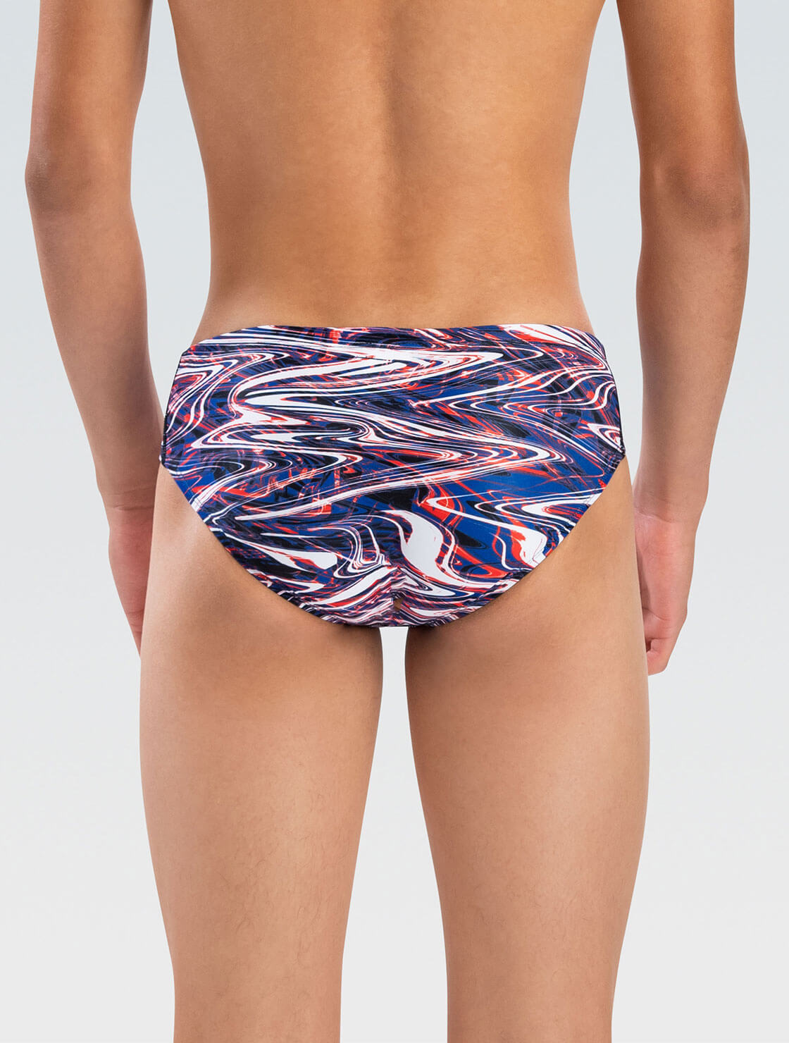 Men's Red White and Blue Jet Stream Printed Racer Swimsuit | All