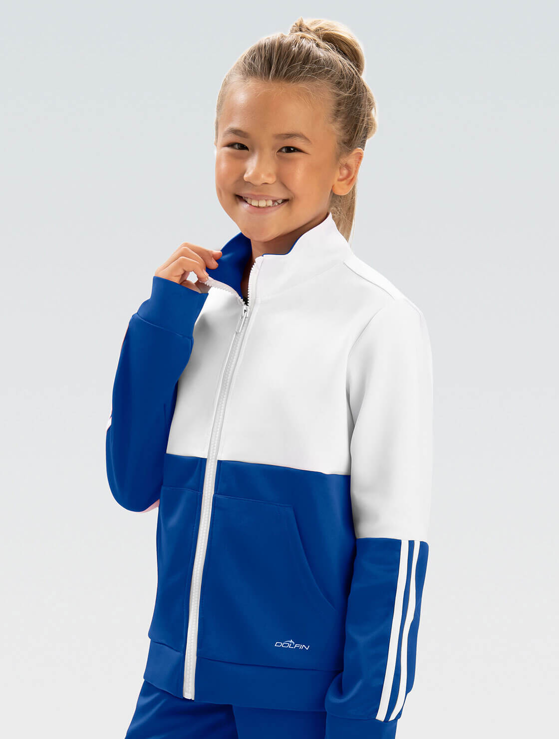 Unisex Royal and White Color Block Warm-Up Jacket : WUJ03D