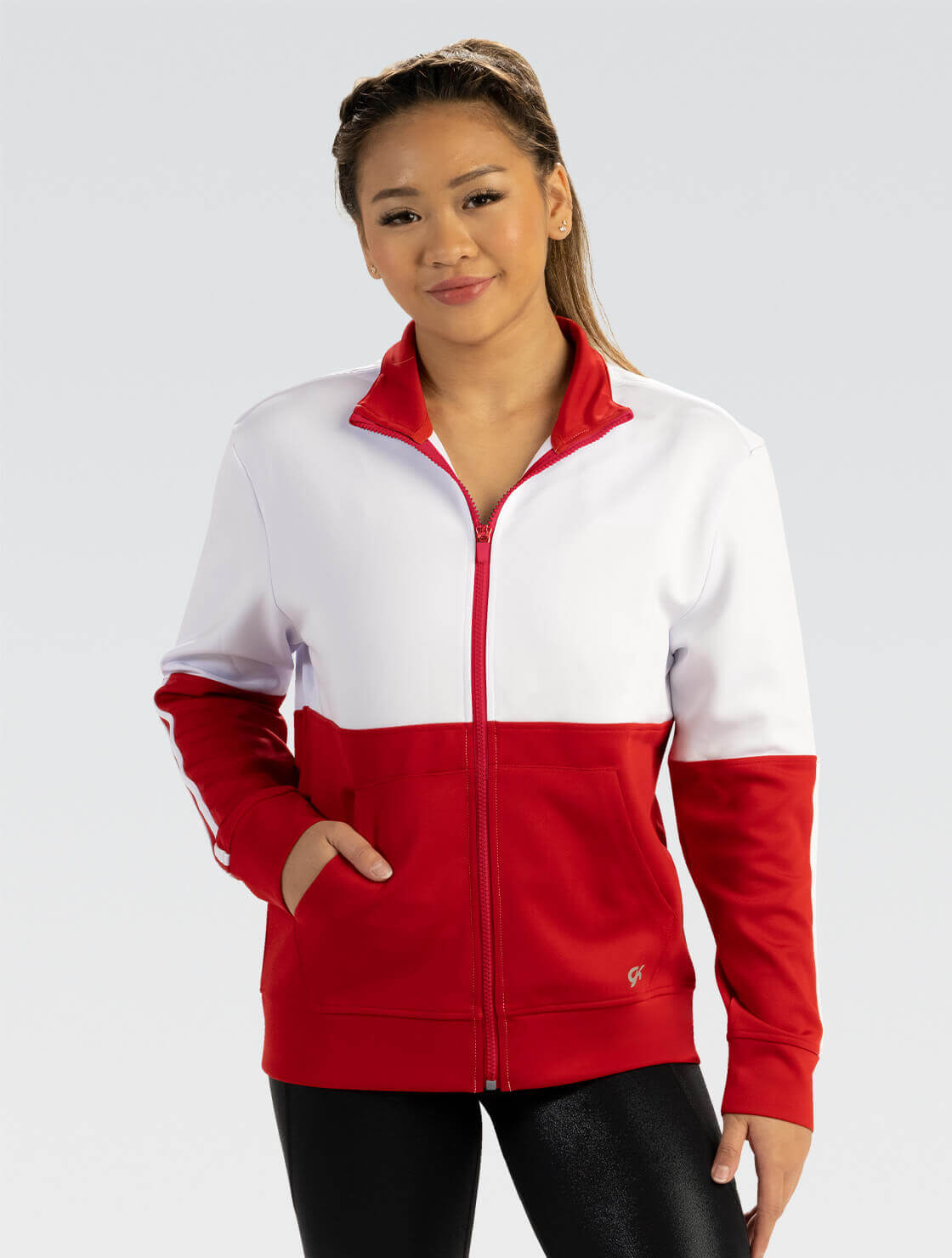 Unisex Red and White Colorblock Jacket | GK Elite