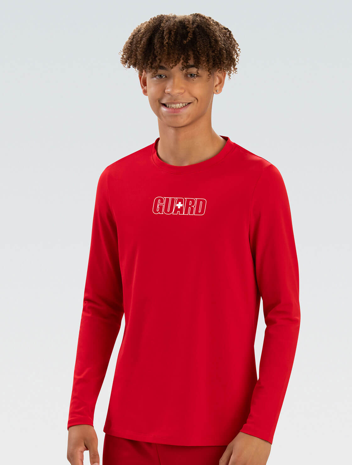Men's Guard Red Crew Neck Long Sleeve Rash Guard : 5200SLDG