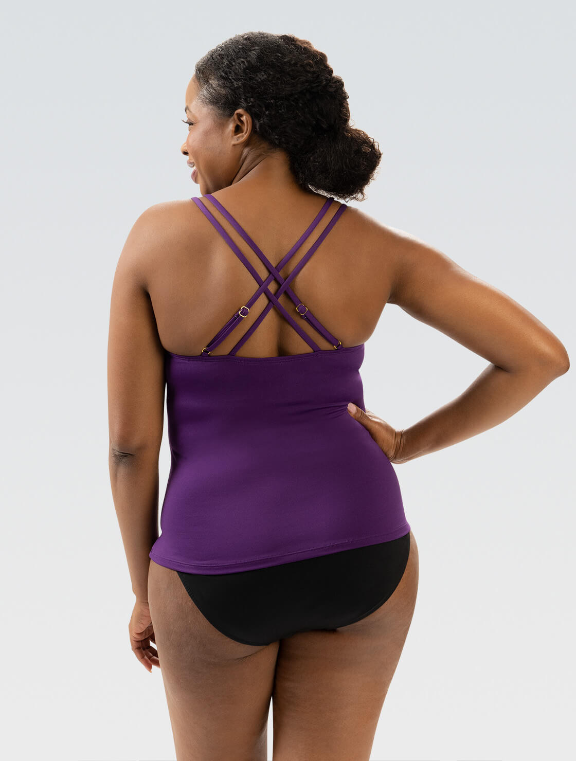 Women's Aquashape Solid Deep Scoop Neck Tankini Top