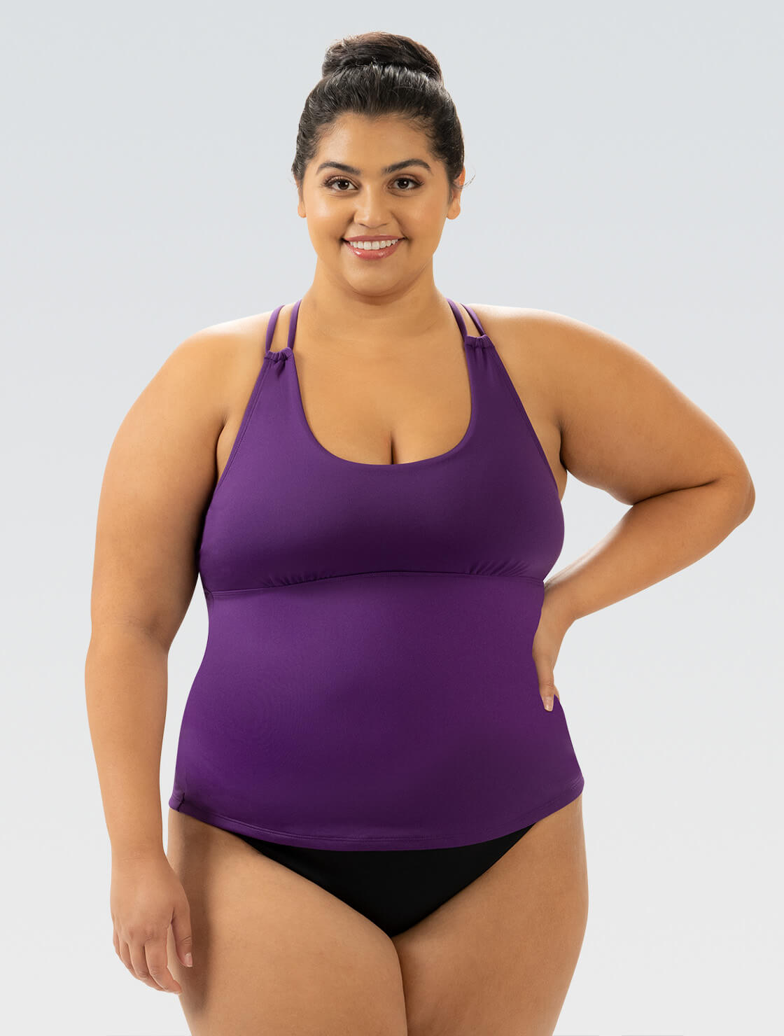 Women's Aquashape Solid Deep Scoop Neck Tankini Top