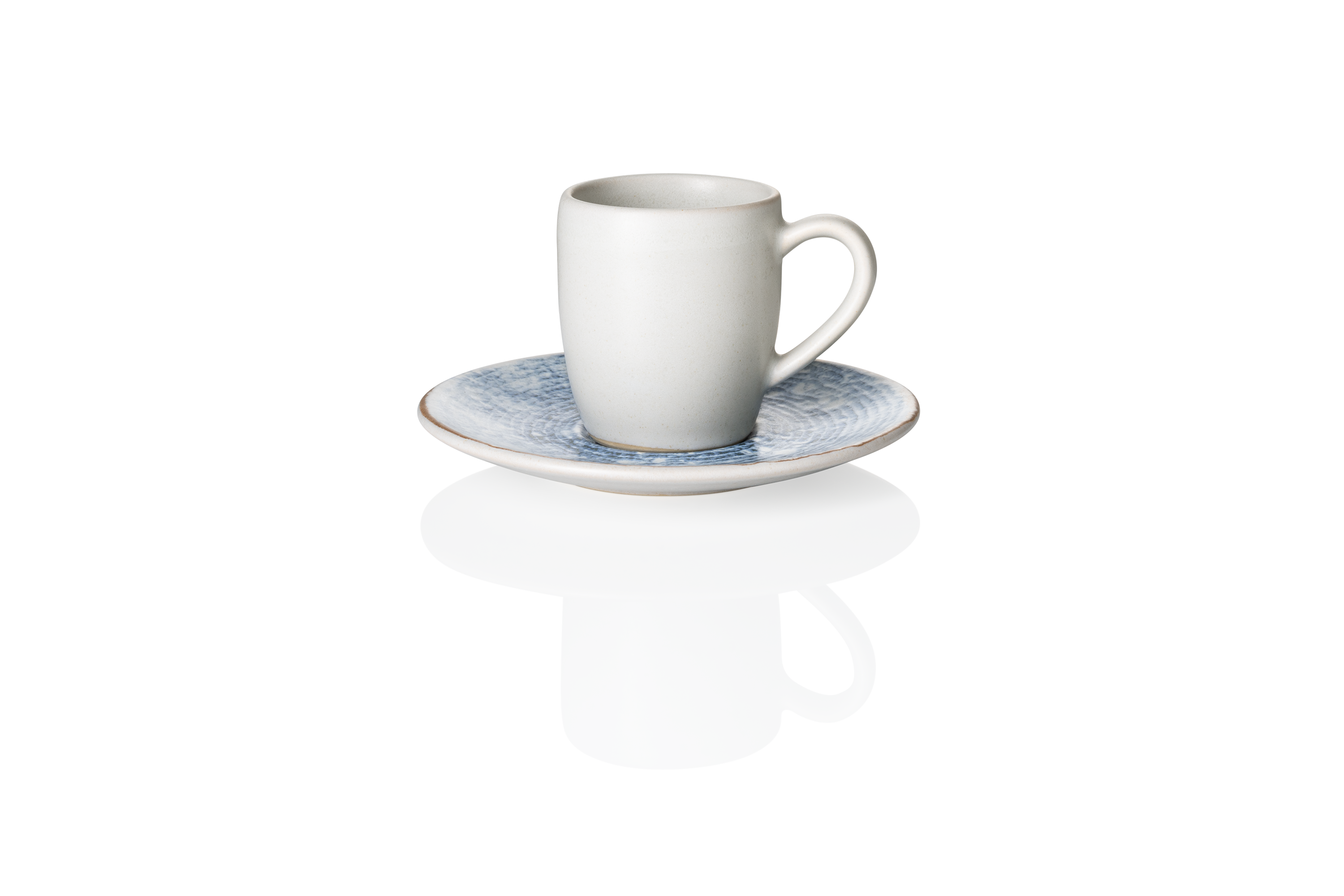 Rockzzero Stoneware Espresso Cup and Saucer Set, 80 ml, Arctic, Pack of 6