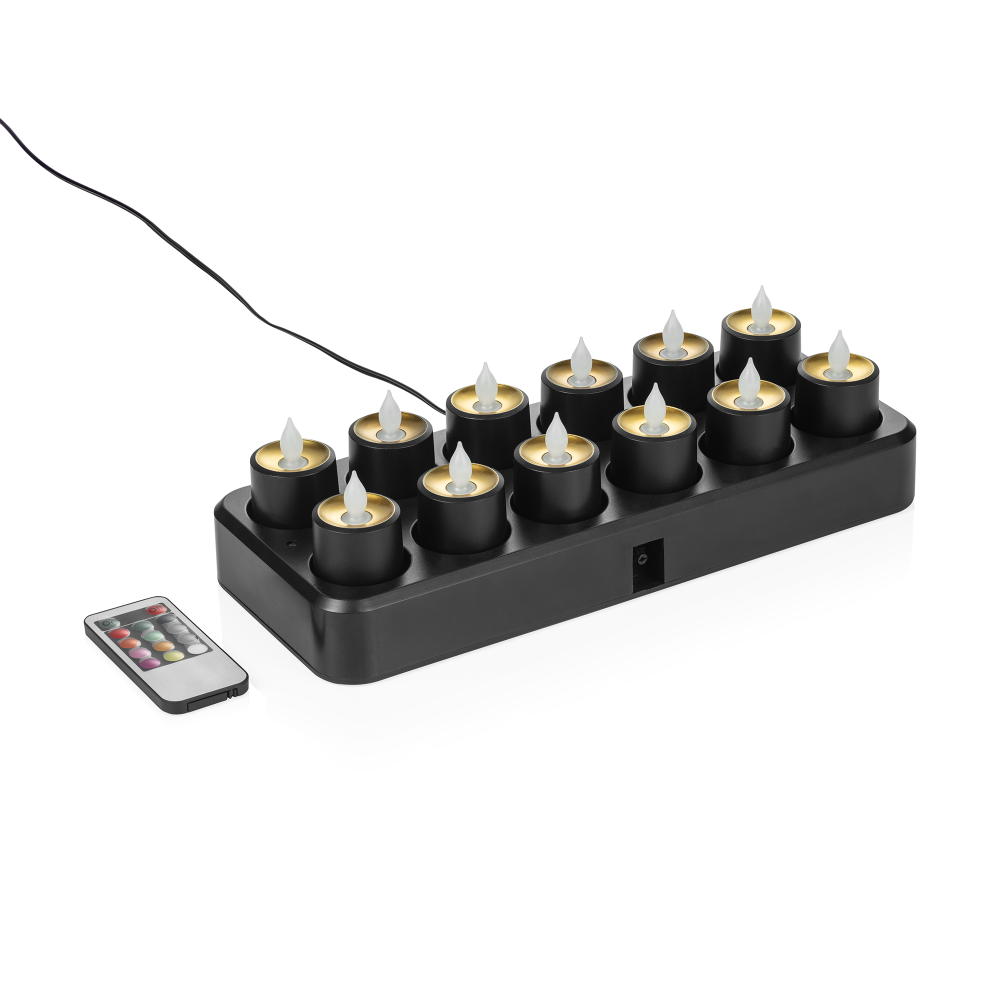 YUYU LED Tea Lights Multi-Color, Rechargeable, Pack of 3
