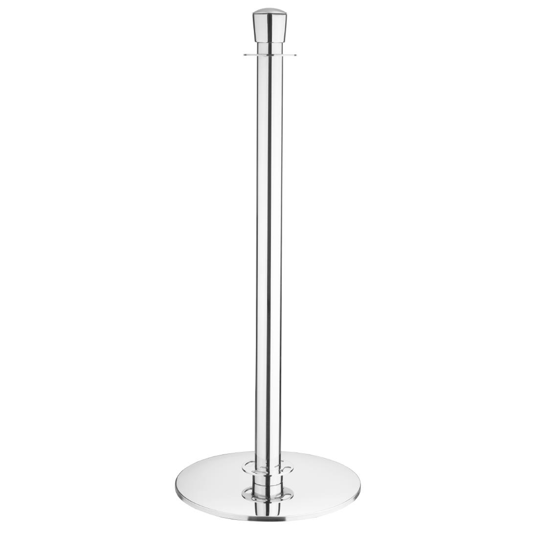 Bolero Flat Base Barrier Banner Posts Polished Stainless Steel (2 Pack)