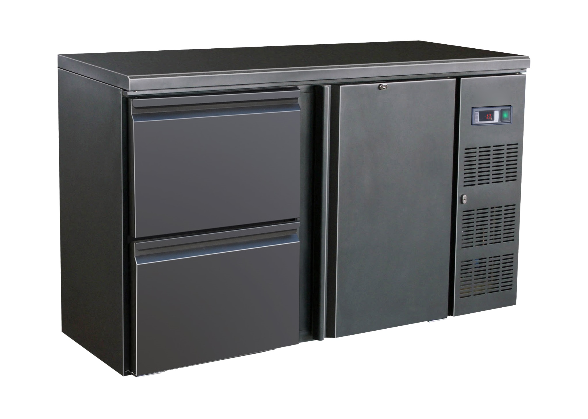 CombiSteel Standard Line Barcooler Single Door wit Two Drawers Black