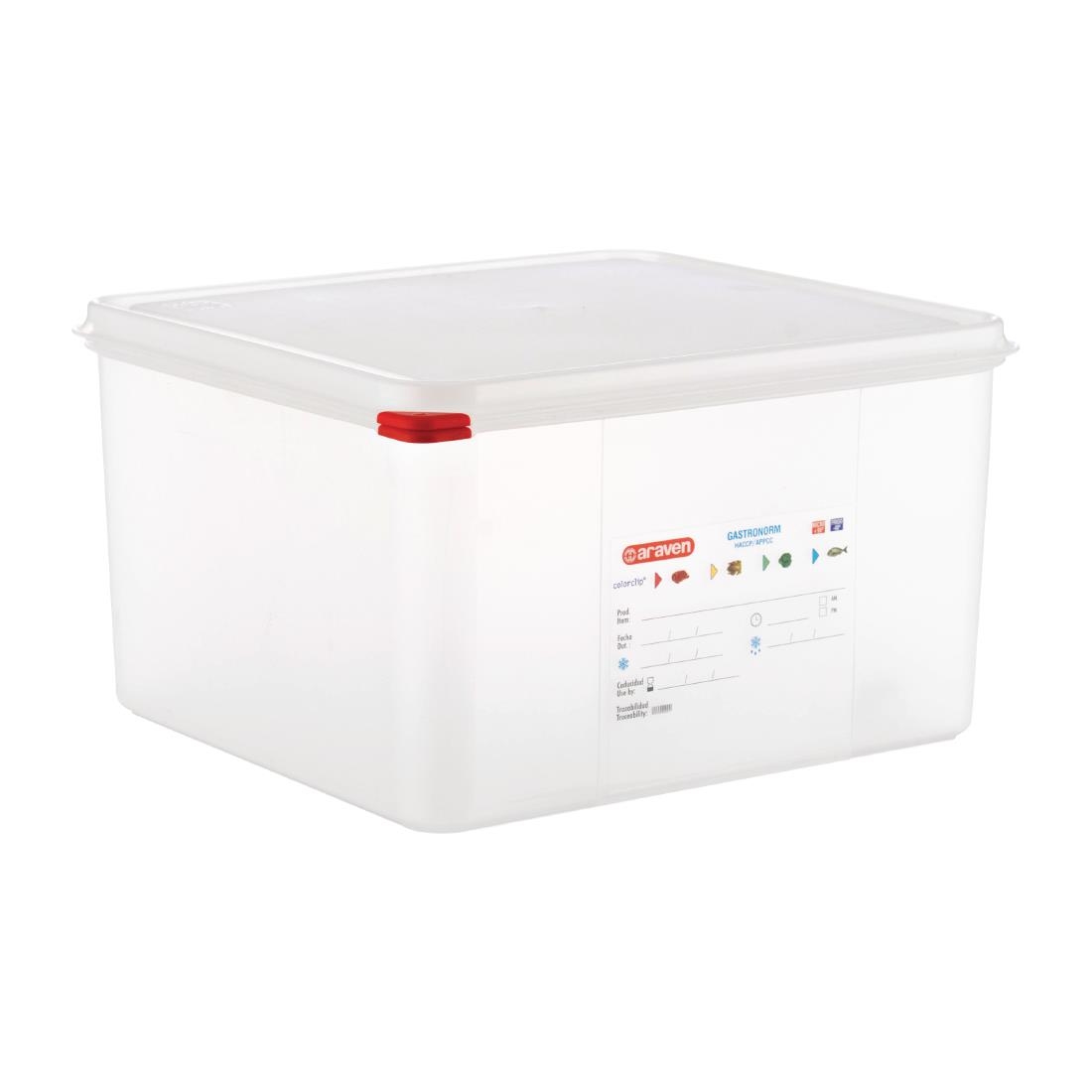 Araven Polypropylene 2/3 Gastronorm Food Storage Container 19Ltr (Pack of 4)