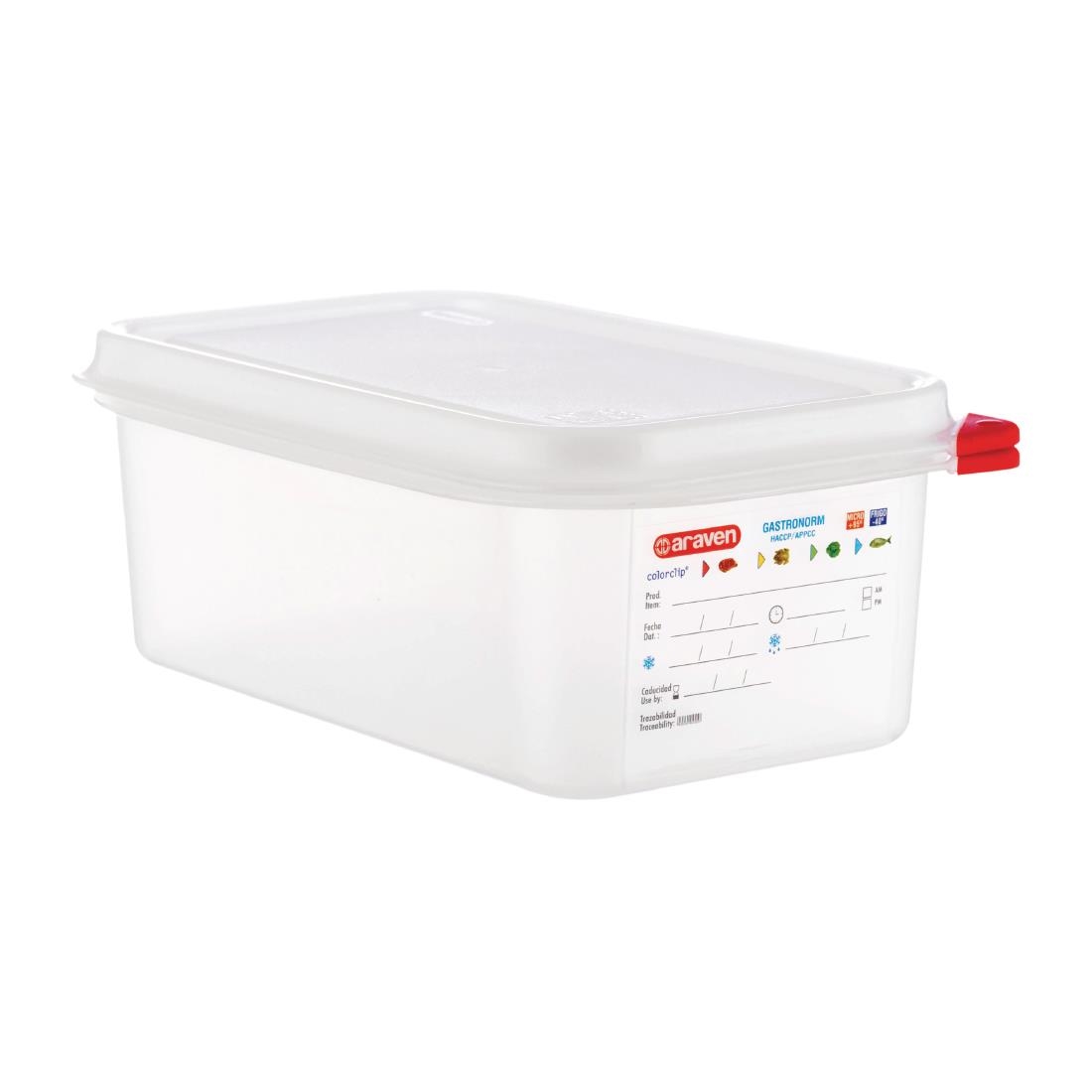Araven Polypropylene 1/4 Gastronorm Food Containers 2.8Ltr (Pack of 4)