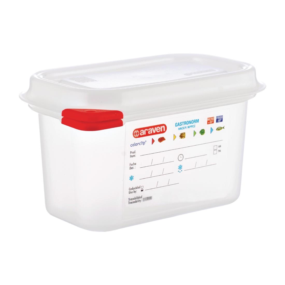 Araven Polypropylene 1/9 Gastronorm Food Storage Container 1Ltr (Pack of 4)