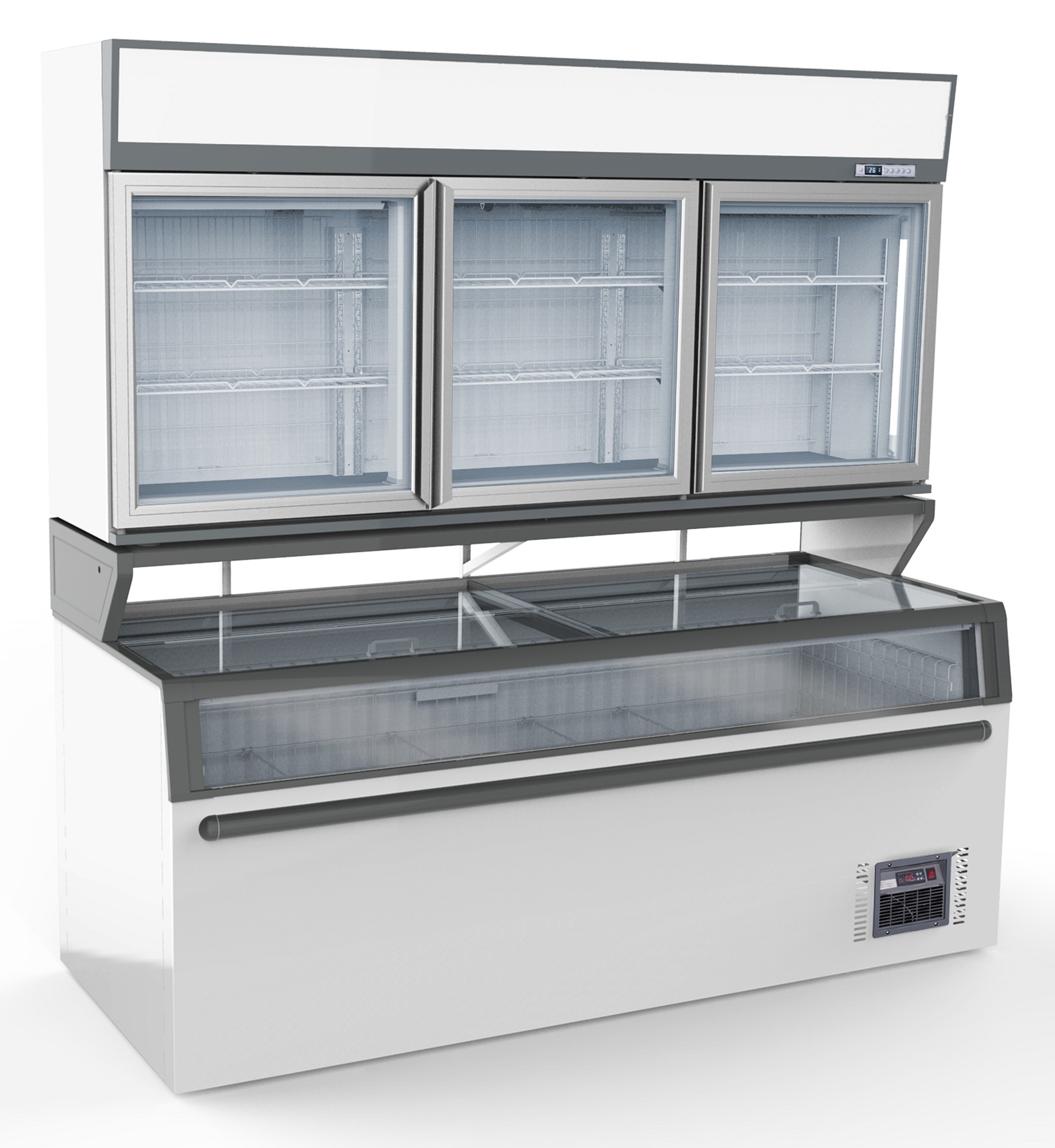 CombiSteel Wall Mounted Freezer Unit White 3 Glass Door