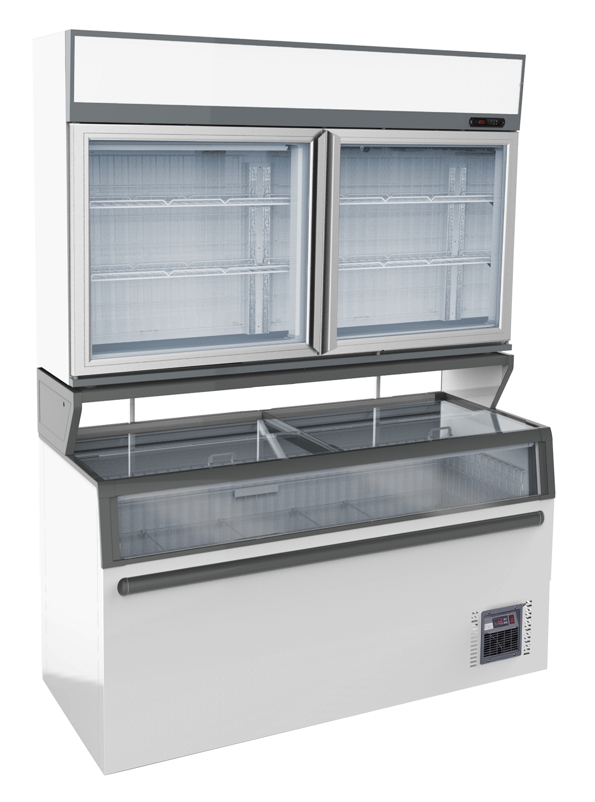 CombiSteel Wall Mounted Freezer Unit White 2 Glass Door