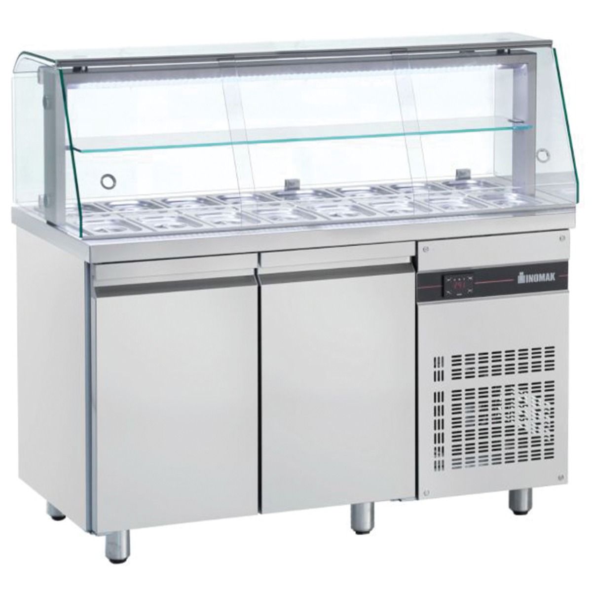 INOMAK Double Hinged Door Saladette With Display Case ZQFP99