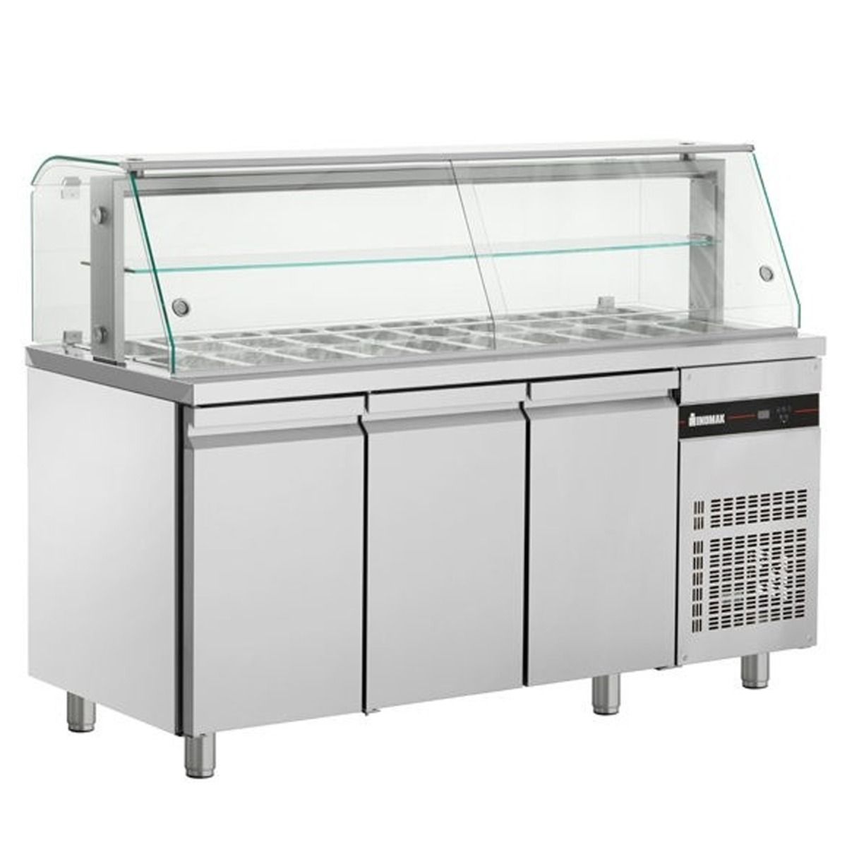 INOMAK Inomak Triple Hinged Door Saladette With Display Case ZQFP999