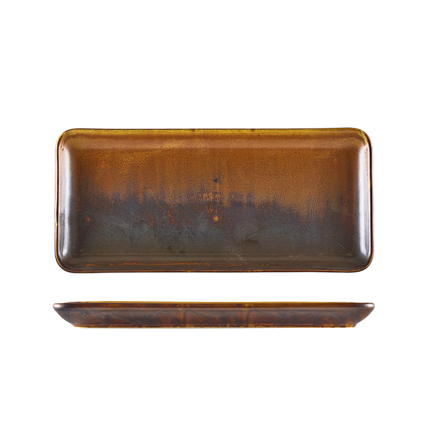 Terra Porcelain Rustic Copper Narrow Rectangular Platter 31 x 14cm - Pack of 6