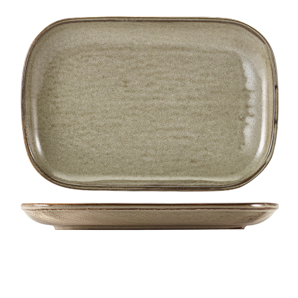 Terra Porcelain Grey Rectangular Plate 34.5 x 23.5cm - Pack of 6