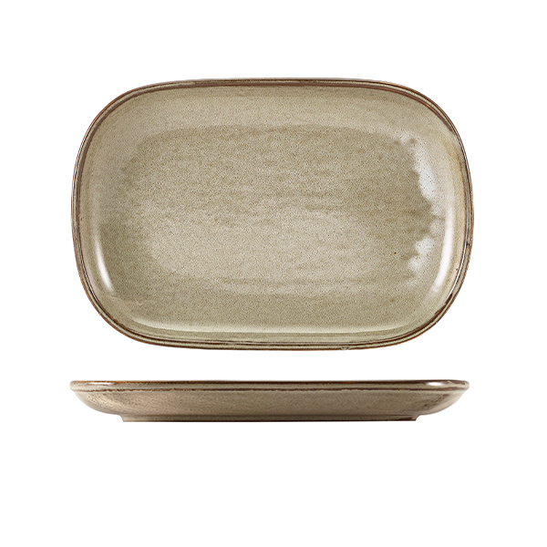 Terra Porcelain Grey Rectangular Plate 24 x 16.5cm - Pack of 12