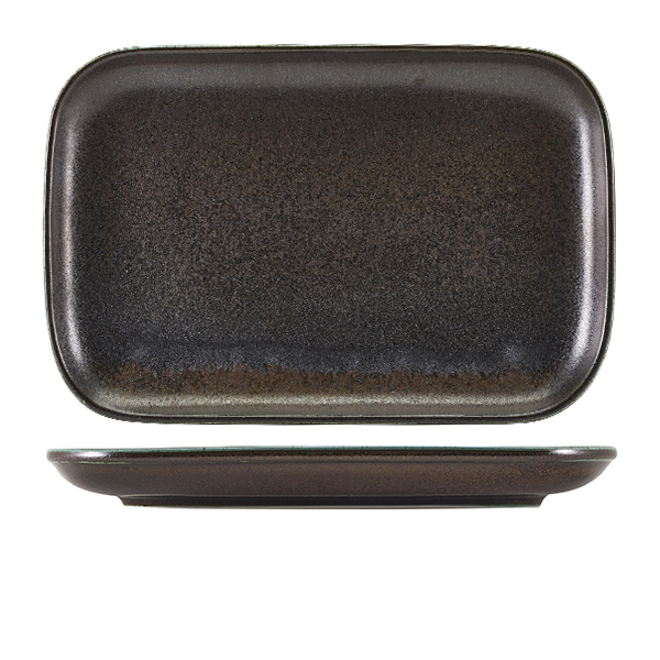 Terra Porcelain Black Rectangular Plate 34.5 x 23.5cm - Pack of 6